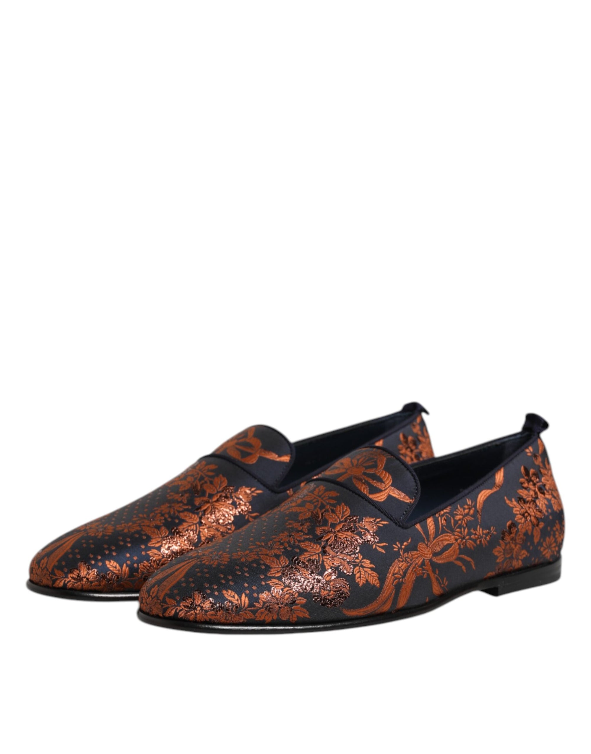 Dolce & Gabbana Black Jacquard Polyester Slip On Loafers Shoes