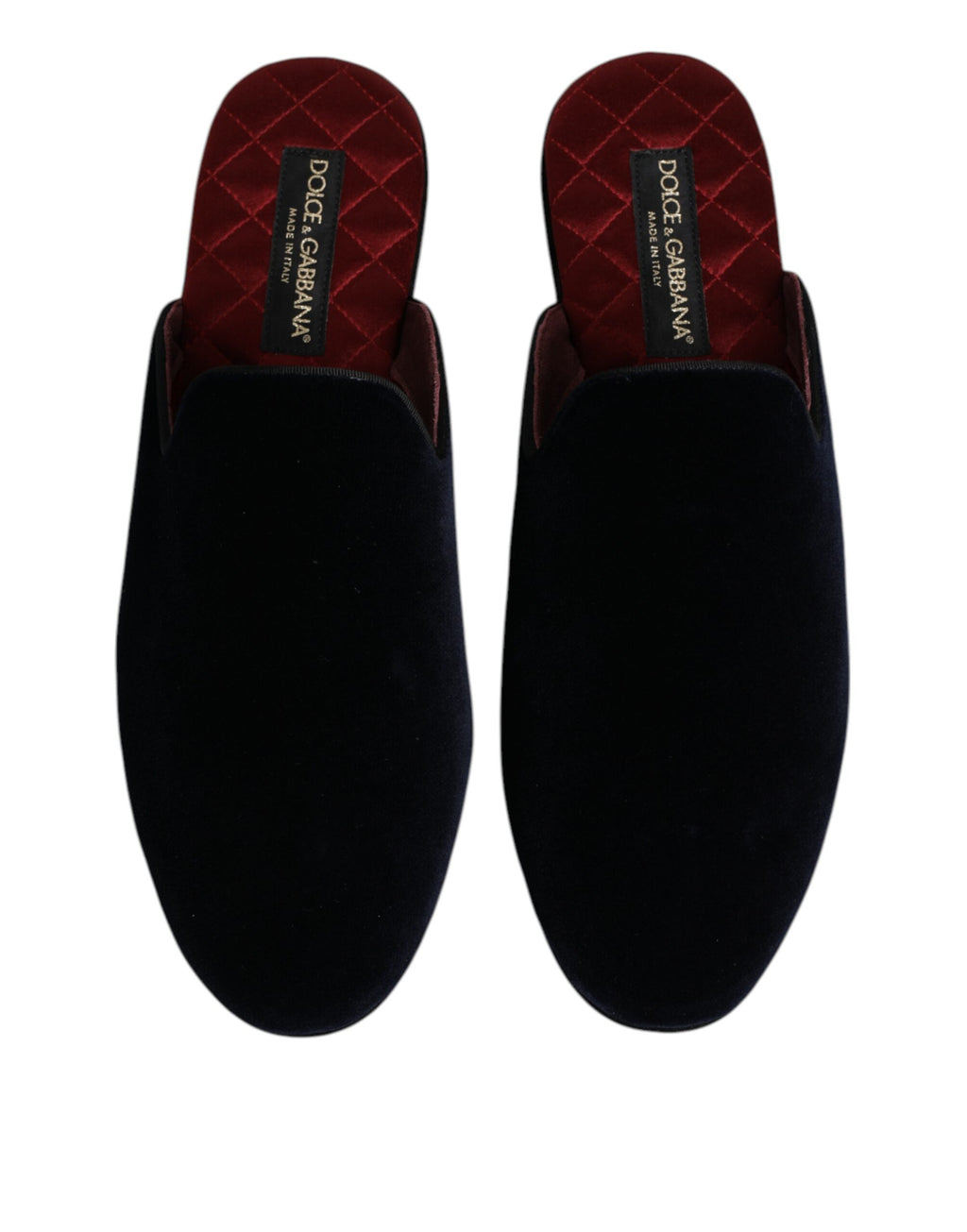 Dolce & Gabbana Dark Blue Viscose Velvet Slides Flat Slipper Shoes