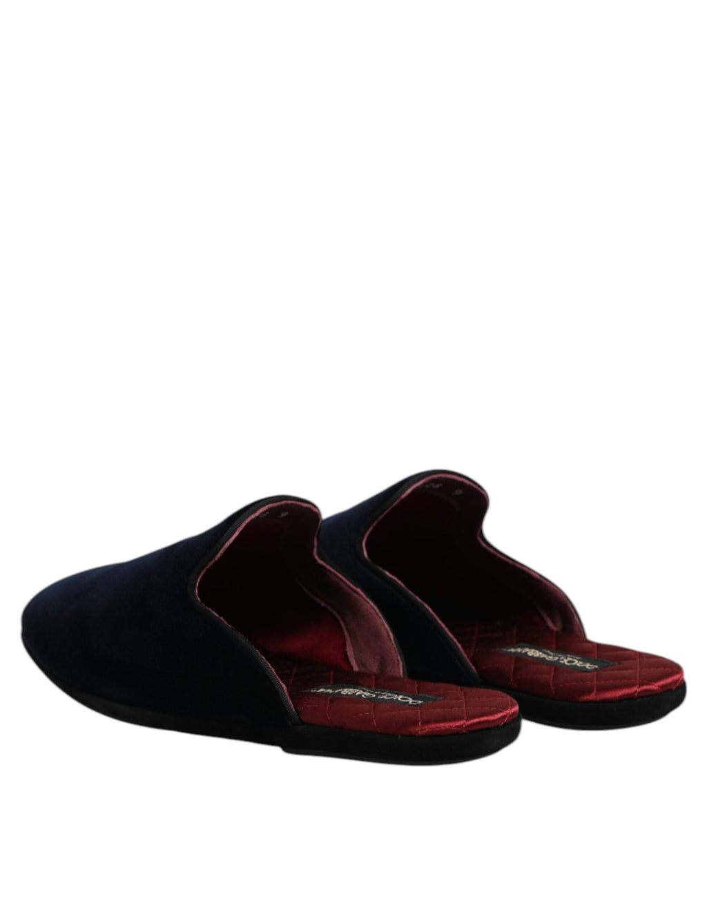Dolce & Gabbana Dark Blue Viscose Velvet Slides Flat Slipper Shoes