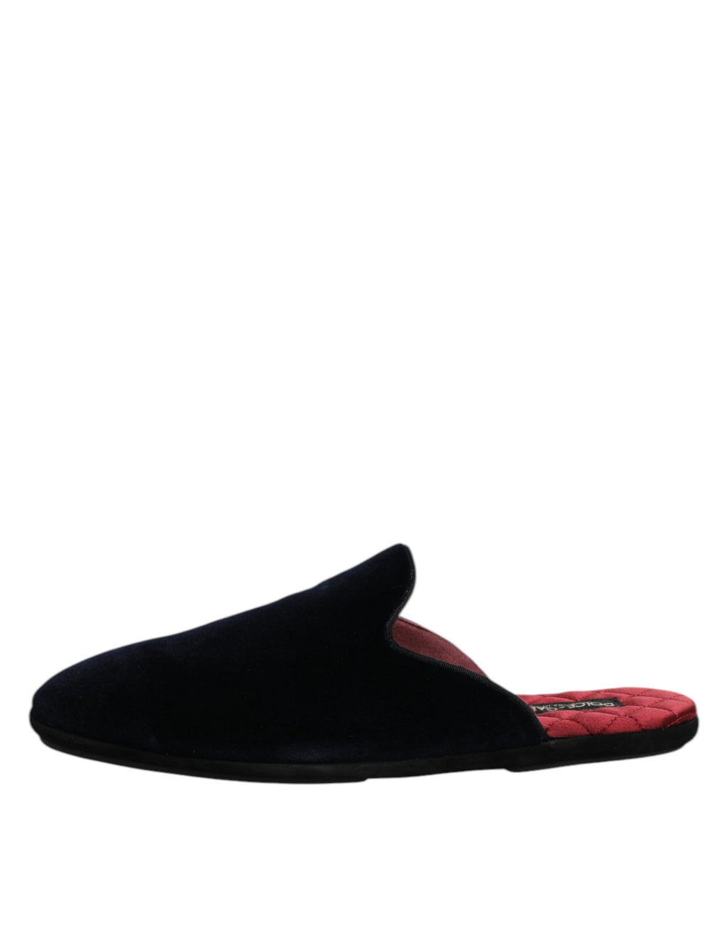 Dolce & Gabbana Dark Blue Viscose Velvet Slides Flat Slipper Shoes
