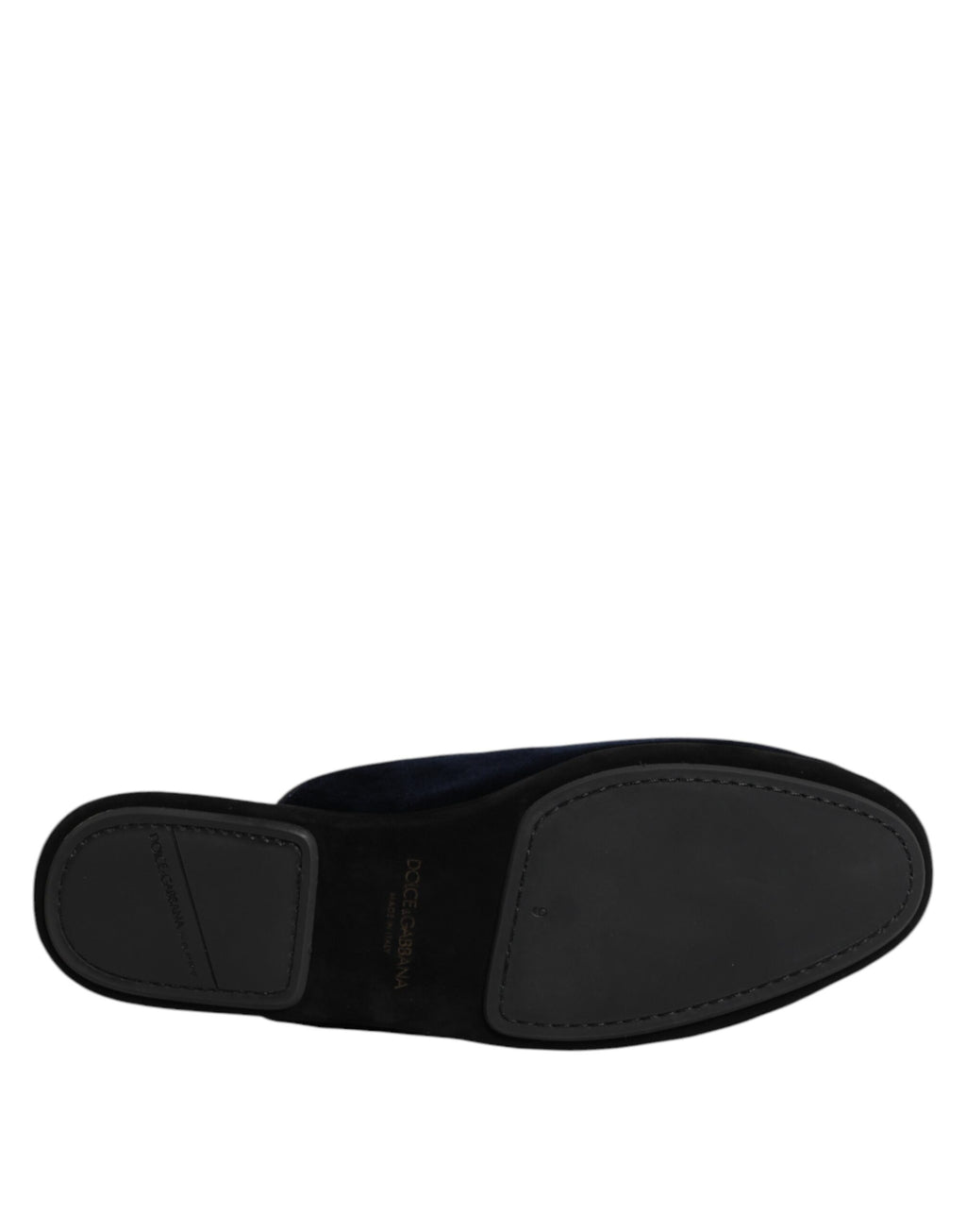 Dolce & Gabbana Dark Blue Viscose Velvet Slides Flat Slipper Shoes