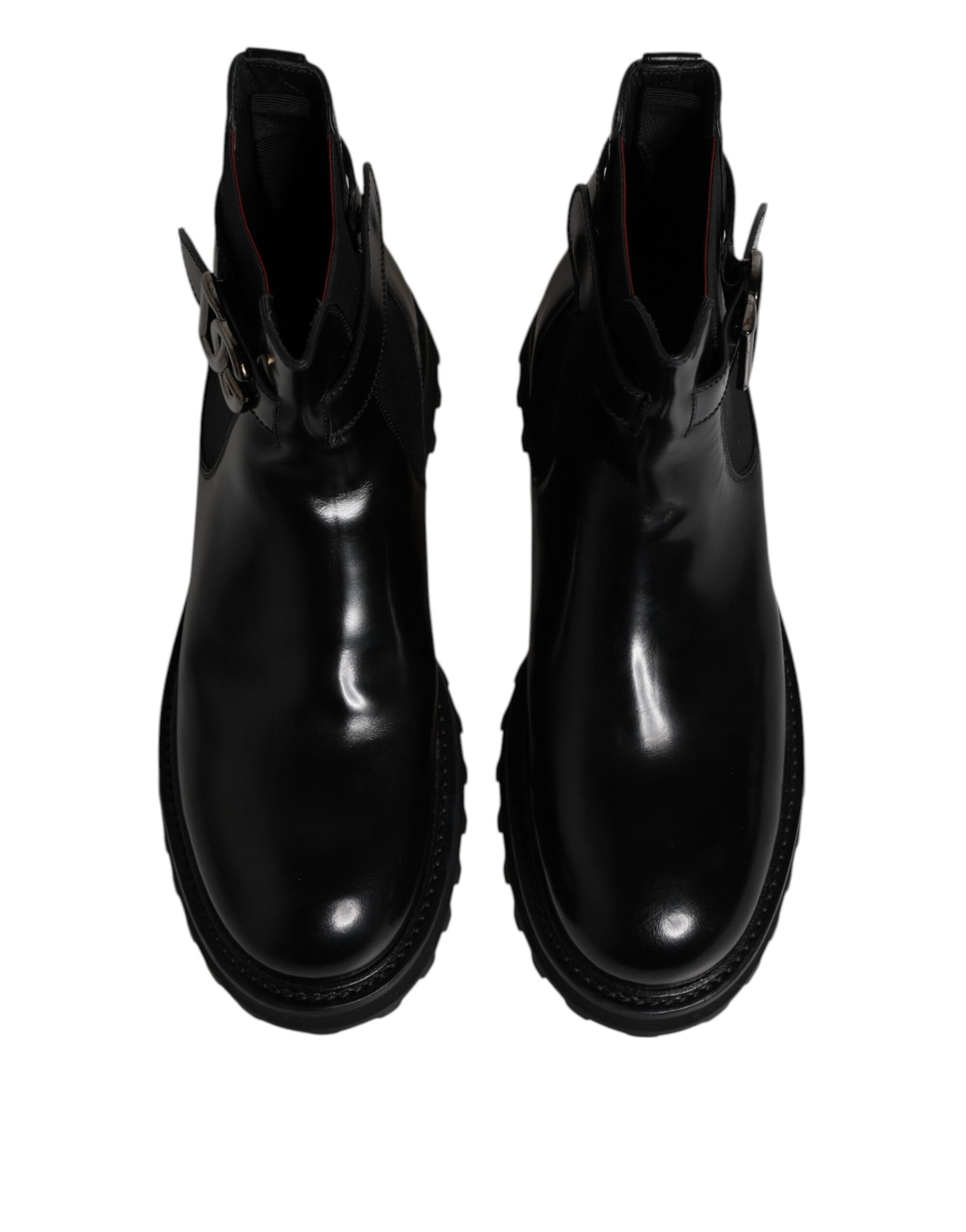 Dolce & Gabbana Black Belted DG Logo Men Chelsea Boots Shoes