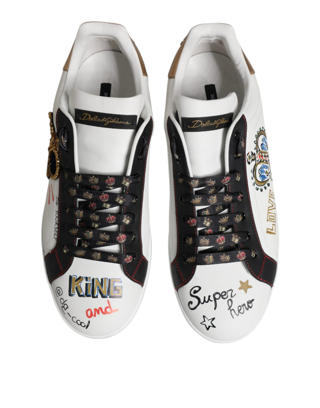Dolce & Gabbana White Portofino Crown Men Sneakers Shoes