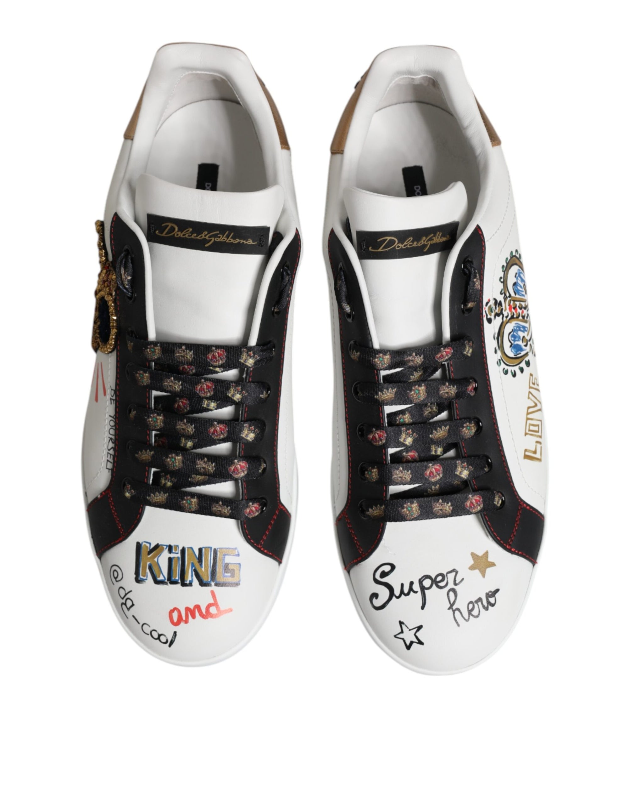 Dolce & Gabbana White Portofino Crown Men Sneakers Shoes