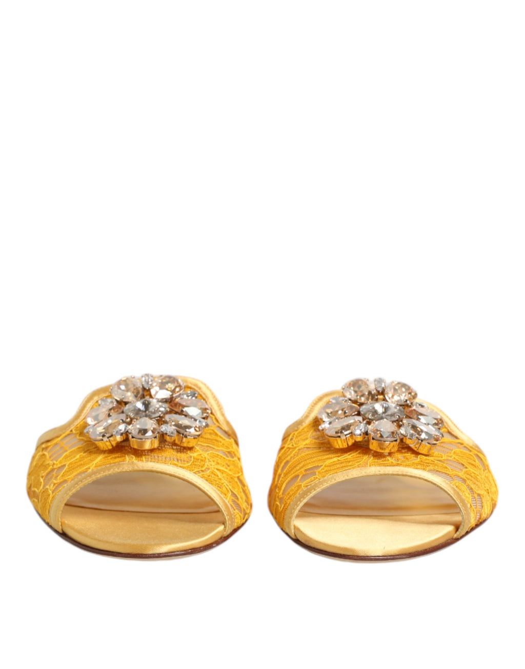 Dolce & Gabbana Yellow Taormina Slides Crystals Flats Shoes