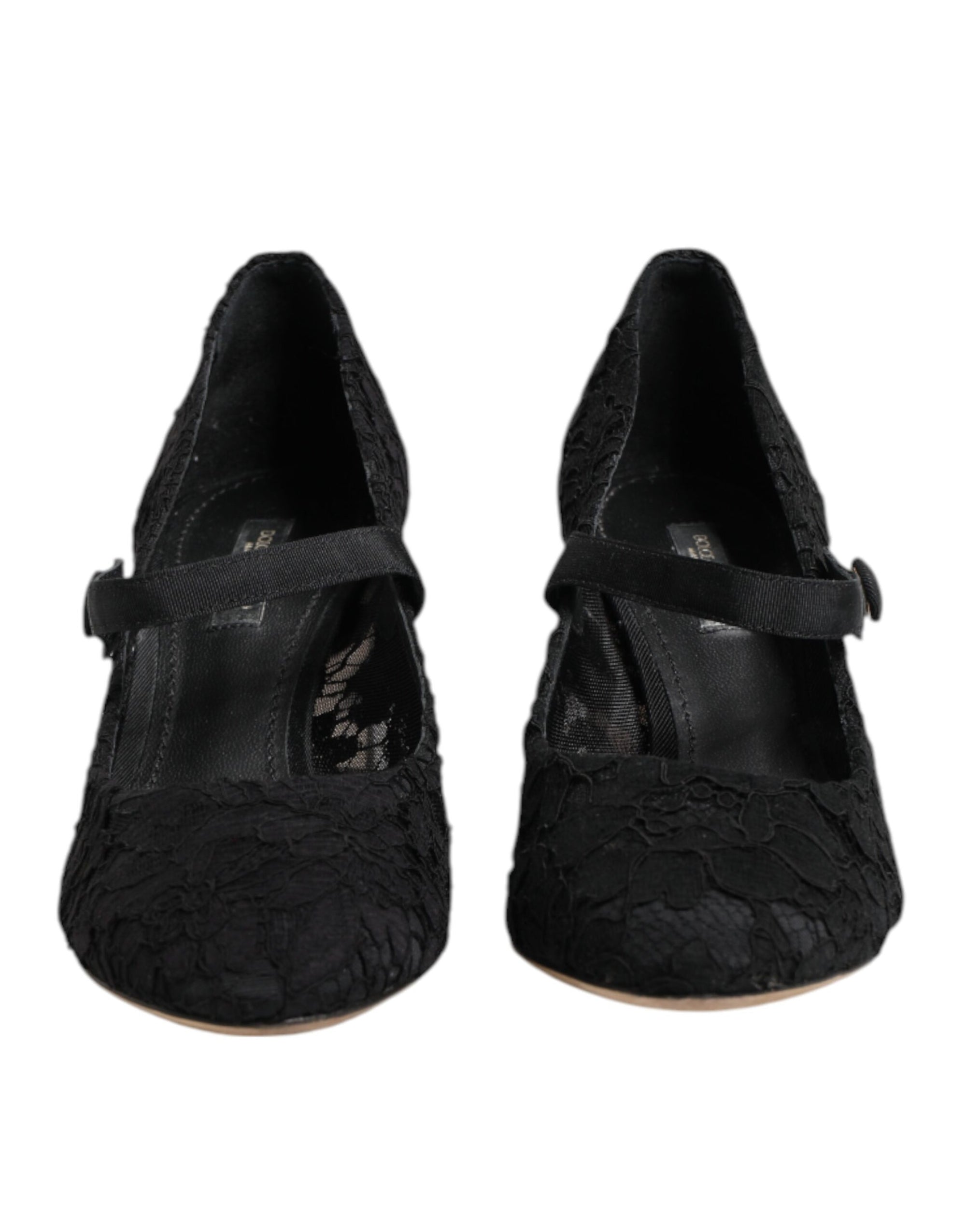 Dolce & Gabbana Black Mary Jane Taormina Lace Pumps Shoes
