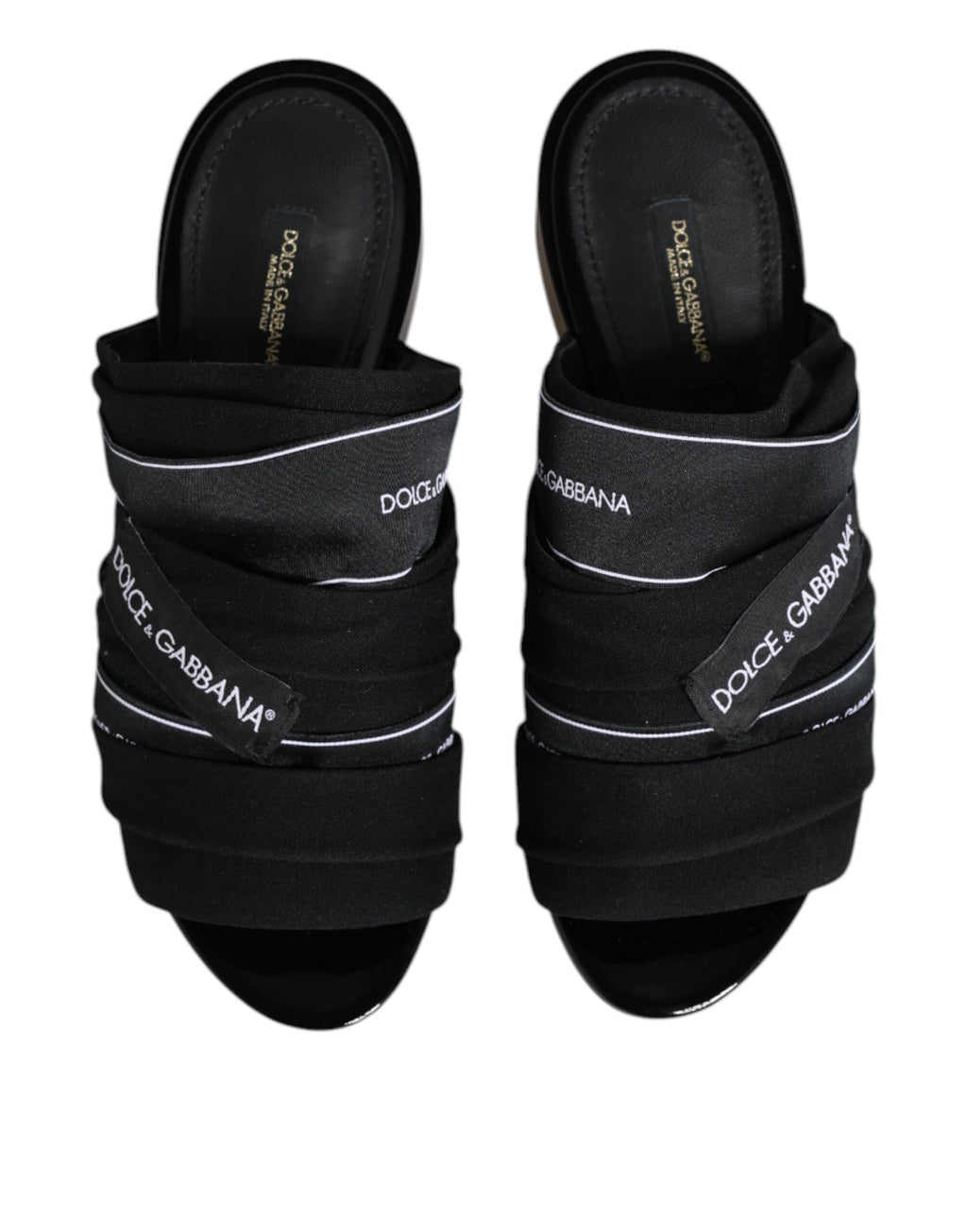 Dolce & Gabbana Black Slides Slip On Sandals Shoes