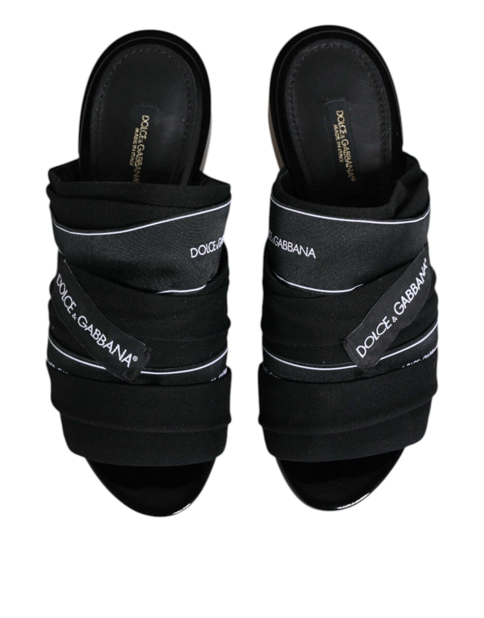 Dolce & Gabbana Black Slides Slip On Sandals Shoes