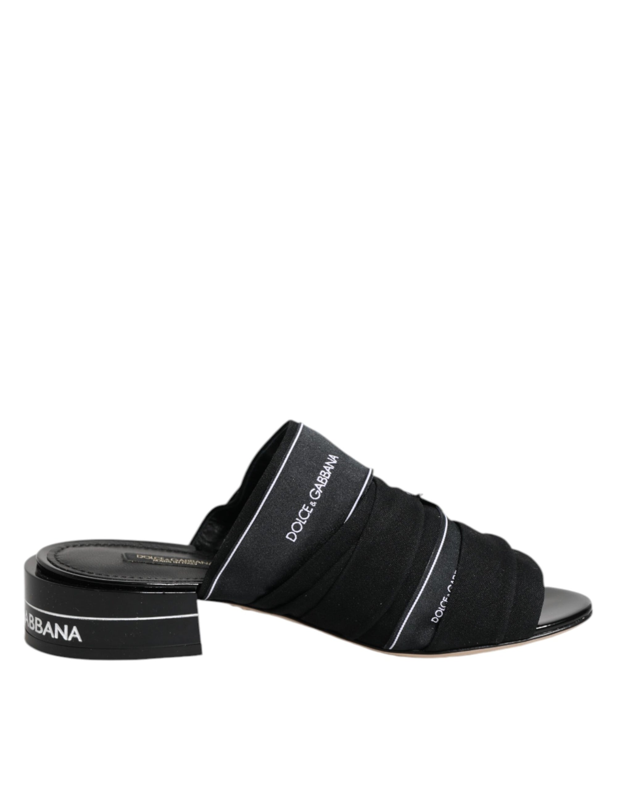 Dolce & Gabbana Black Slides Slip On Sandals Shoes