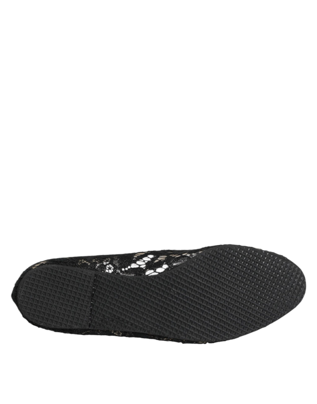 Dolce & Gabbana Black Taormina Lace Slip On Flats Shoes