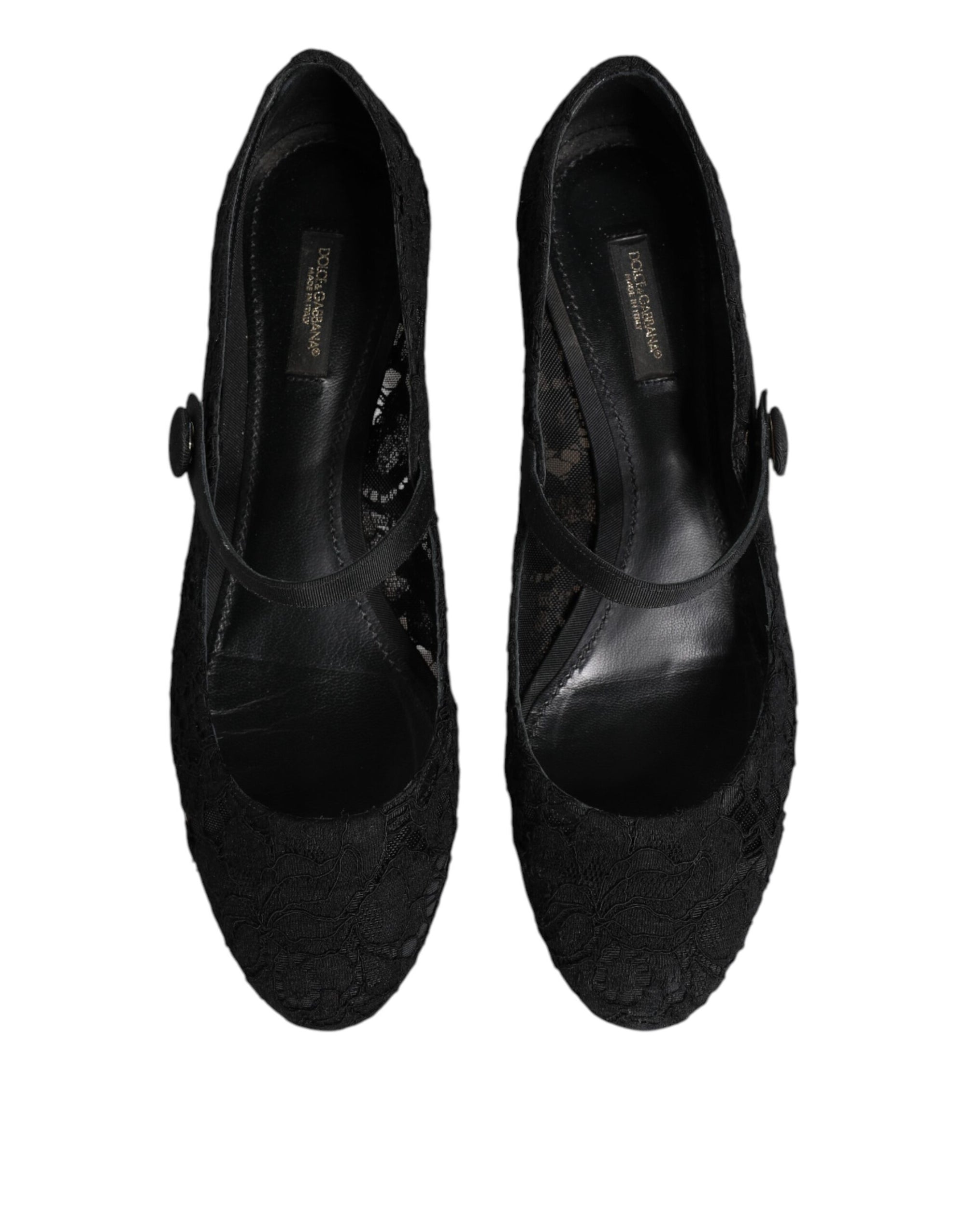 Dolce & Gabbana Black Vally Taormina Floral Lace Pumps Shoes