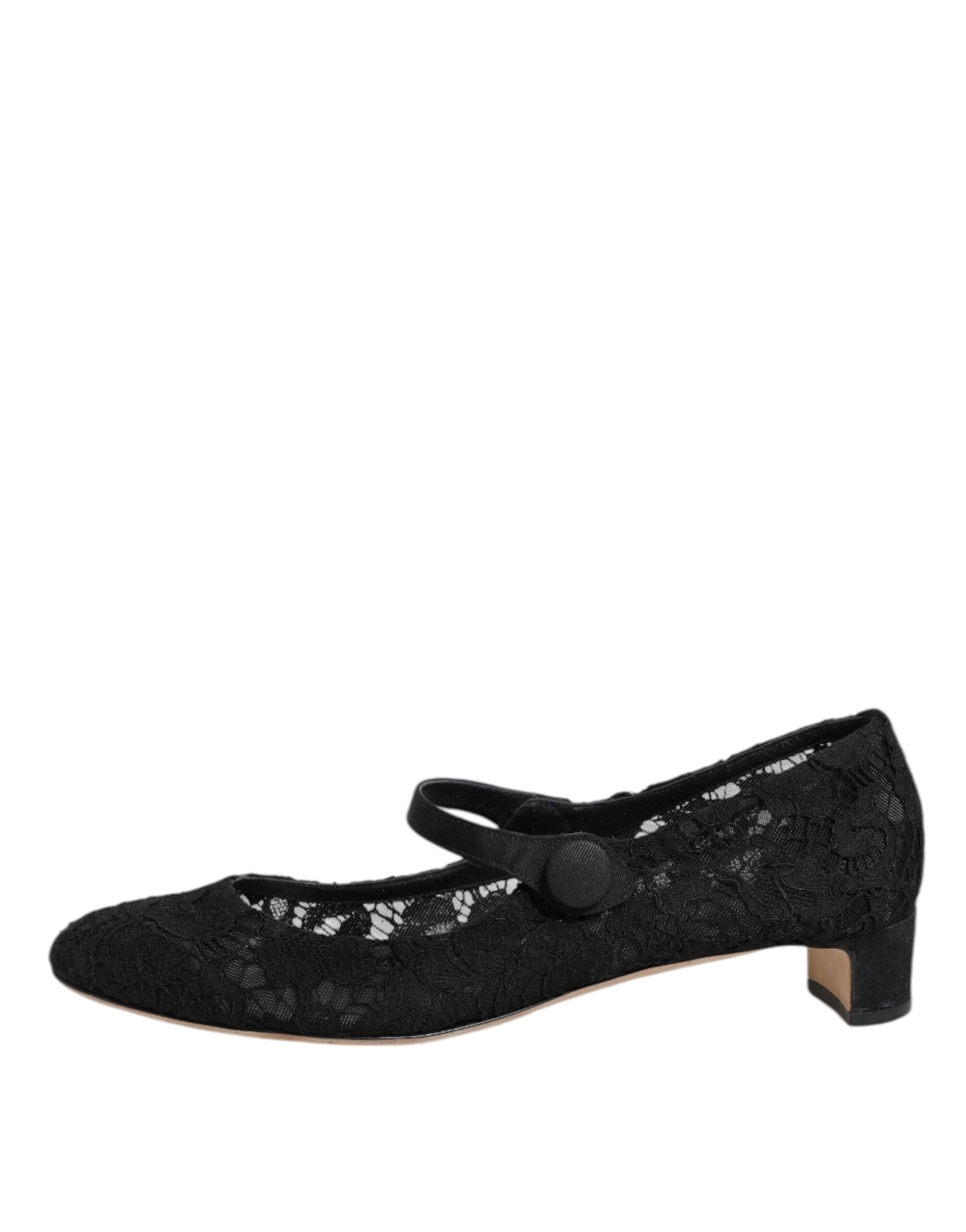 Dolce & Gabbana Black Vally Taormina Floral Lace Pumps Shoes