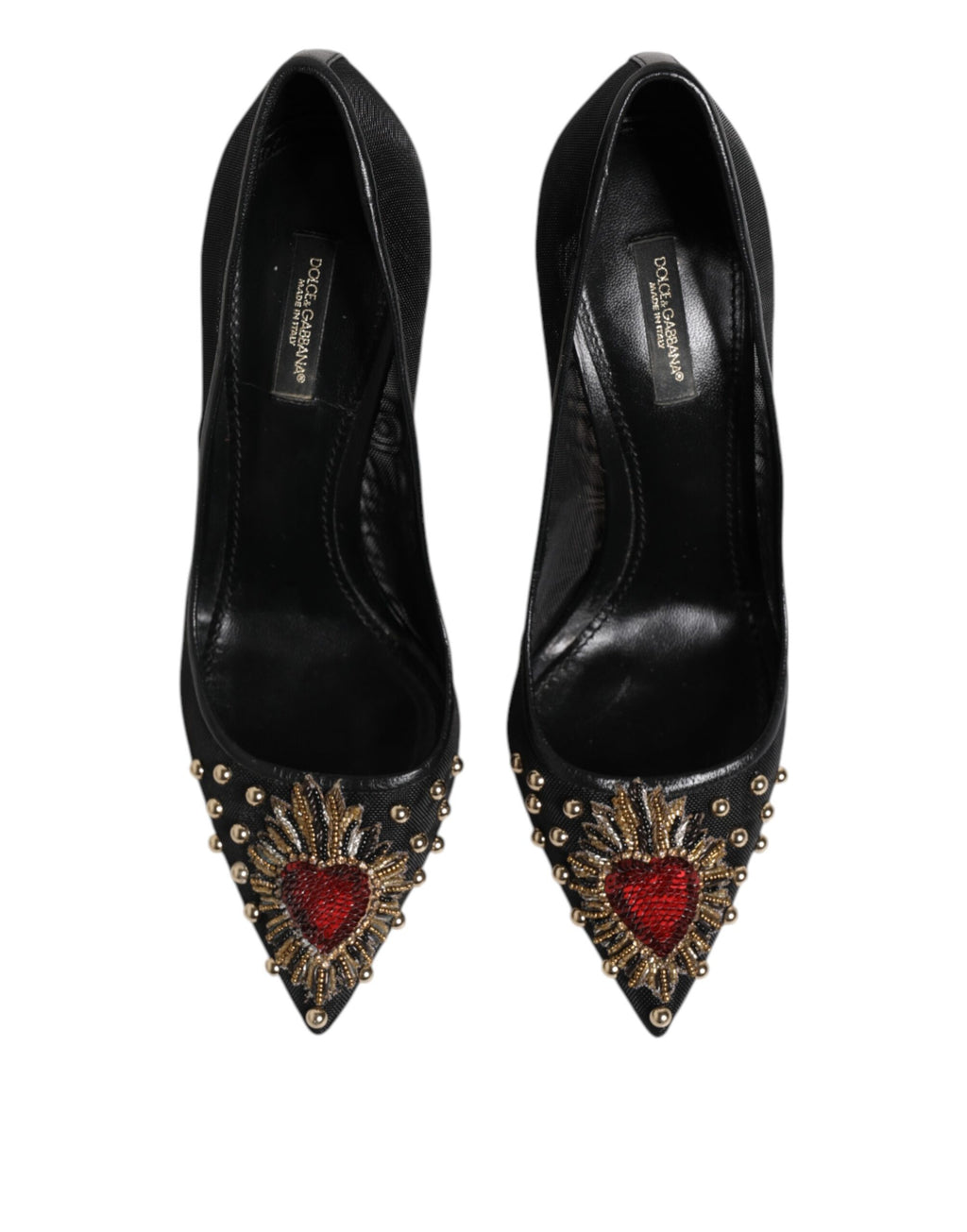 Dolce & Gabbana Black Sacred Heart Stiletto Heels Pumps Shoes