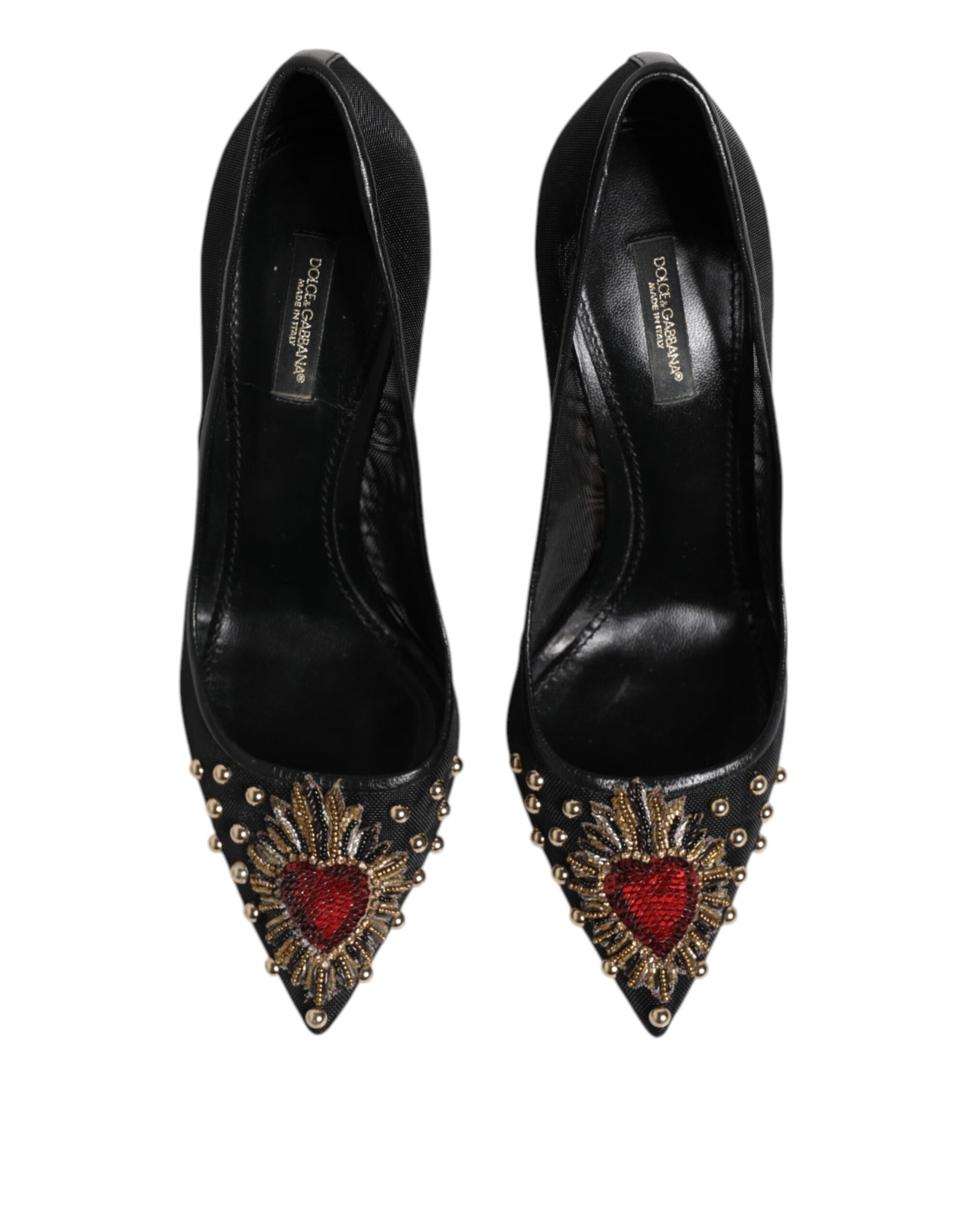 Dolce & Gabbana Black Sacred Heart Stiletto Heels Pumps Shoes