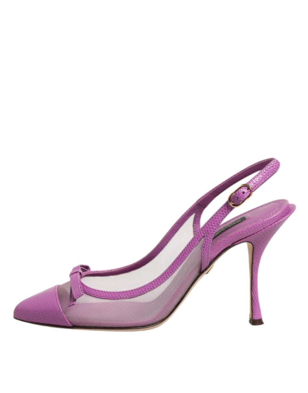 Dolce & Gabbana Purple Leather Mesh High Heels Slingback Shoes
