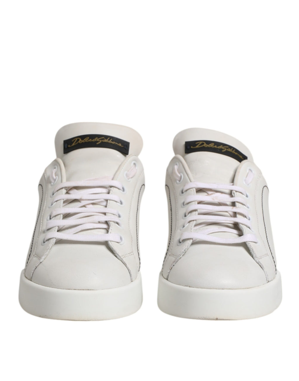 Dolce & Gabbana White Gold Leather Low Top Sneakers Shoes