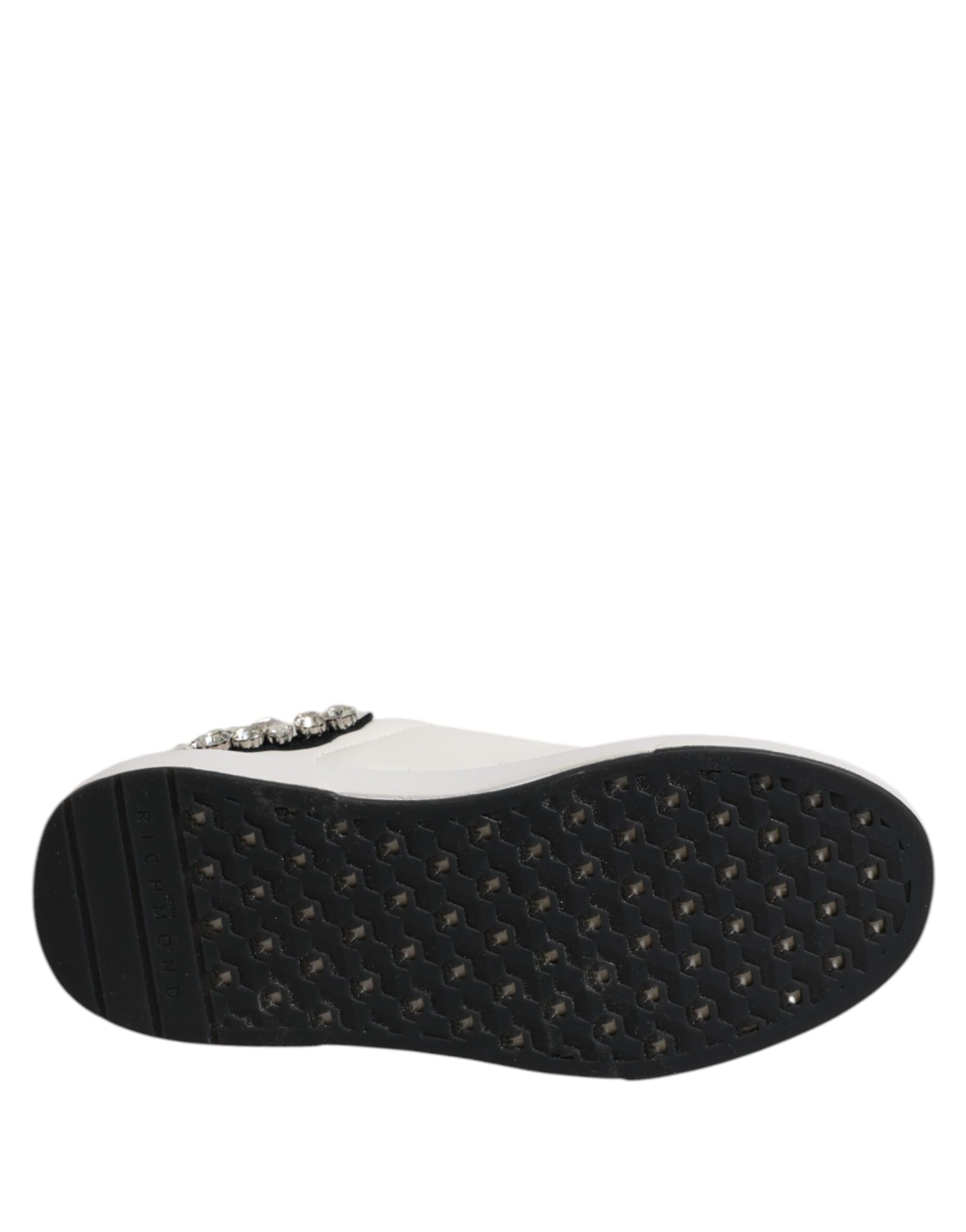 John Richmond White Rhinestone Embellished Sneakers Shoes