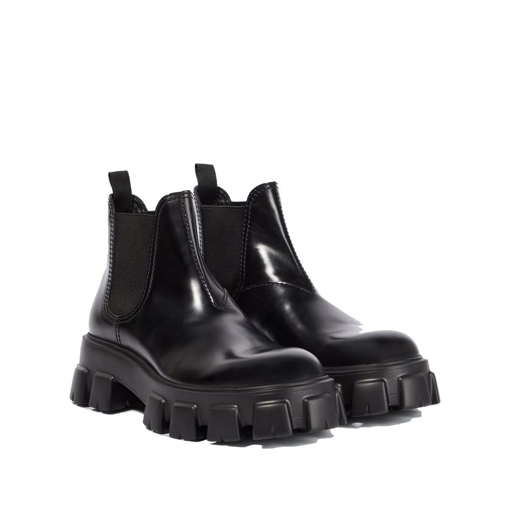 Prada Monolith Leather Ankle Boots