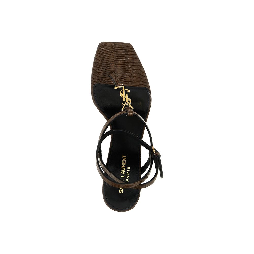 Saint Laurent Cassandra Leather Flip-Flop Sandals