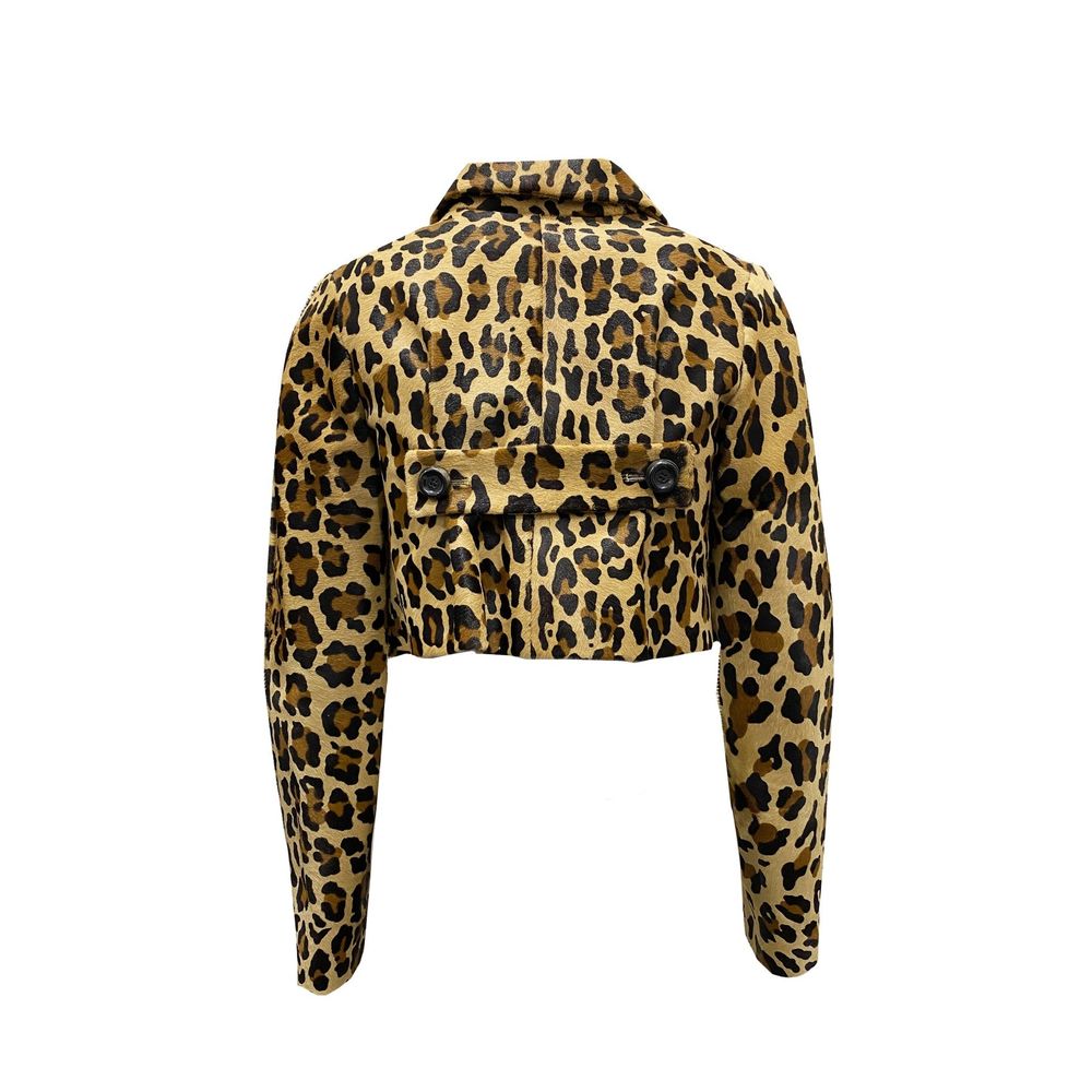 Dsquared² Leopard Calf Hair Cropped Jacket