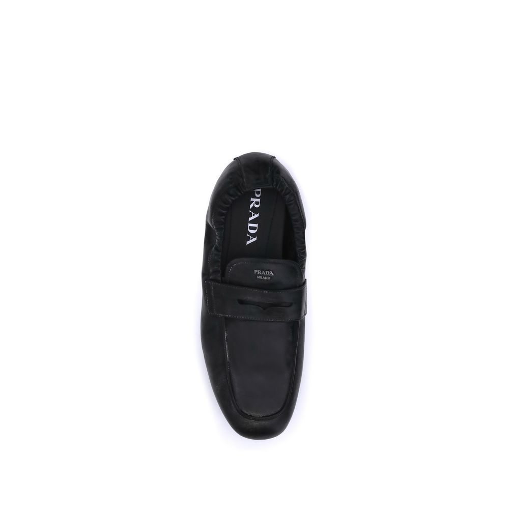Prada Antiqued leather Shuffle Loafers