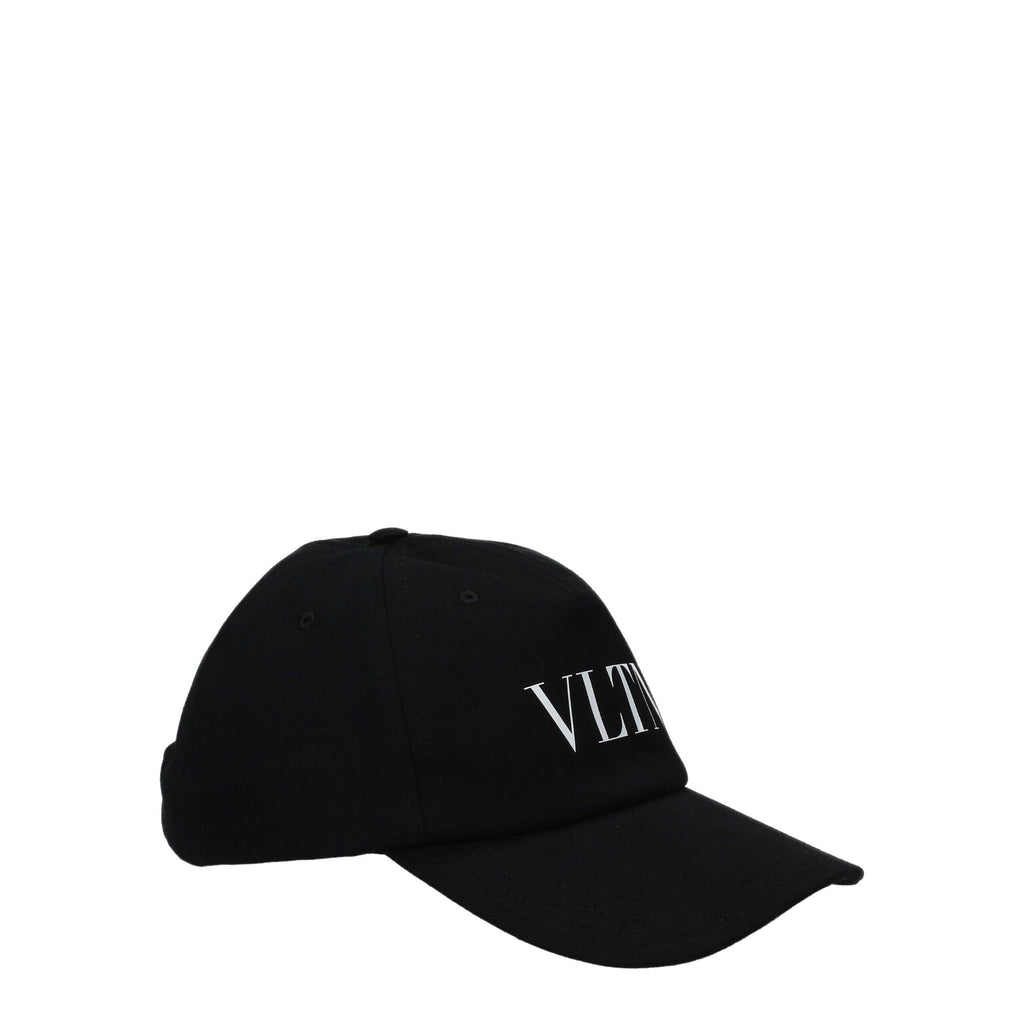 Valentino Garavani Black Cotton Caps (Baseball Hat)