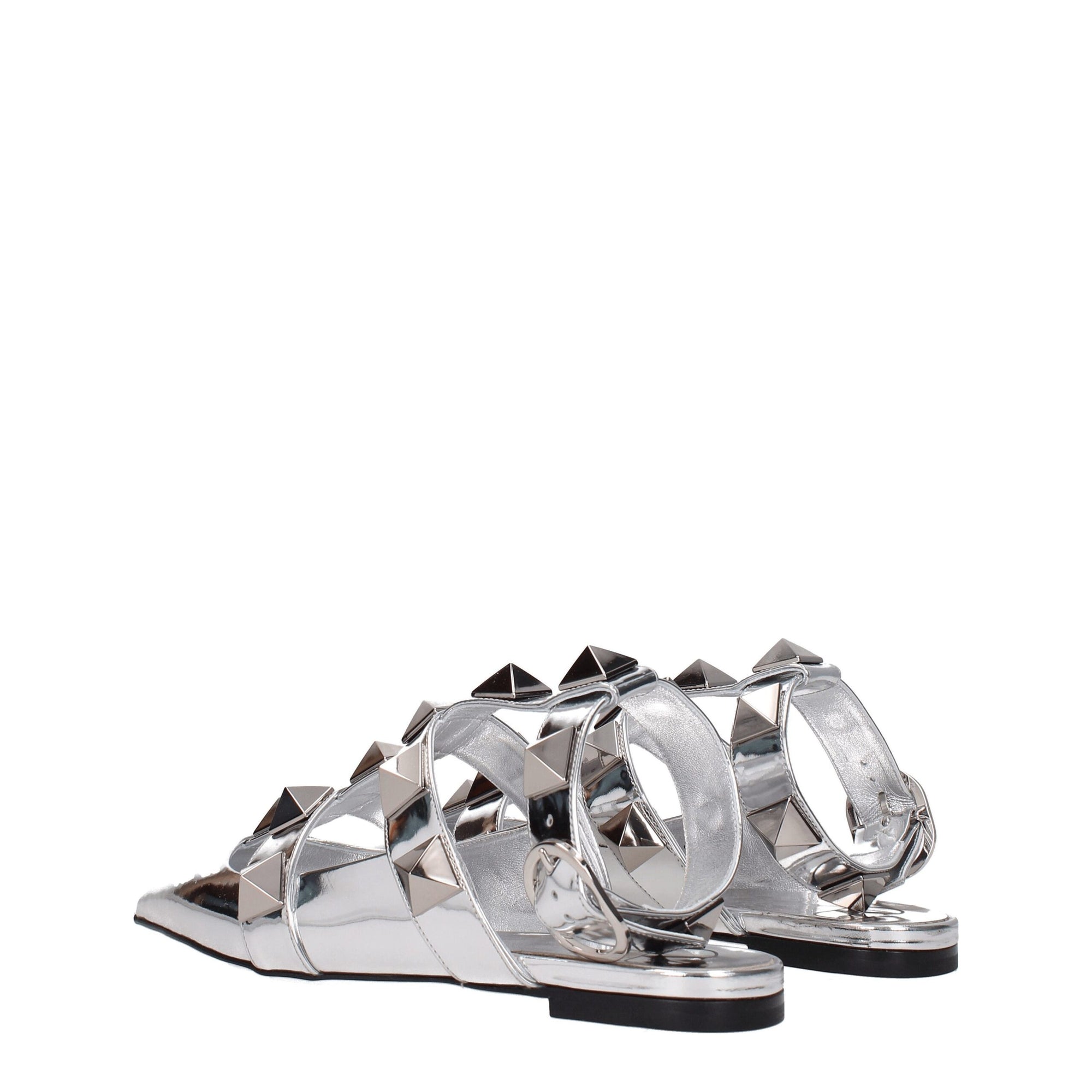 Valentino Garavani Gray Leather Flat Sandals