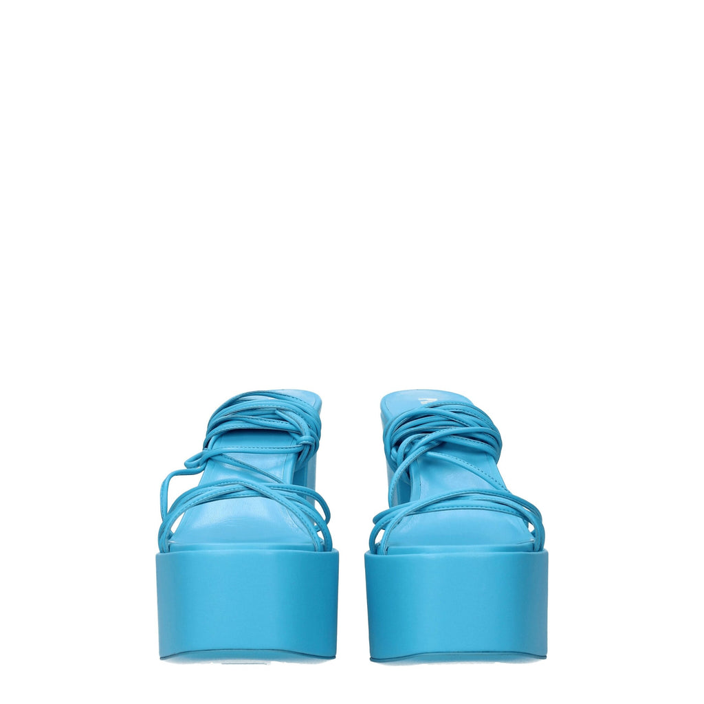 Paris Texas Light Blue Leather Platforms