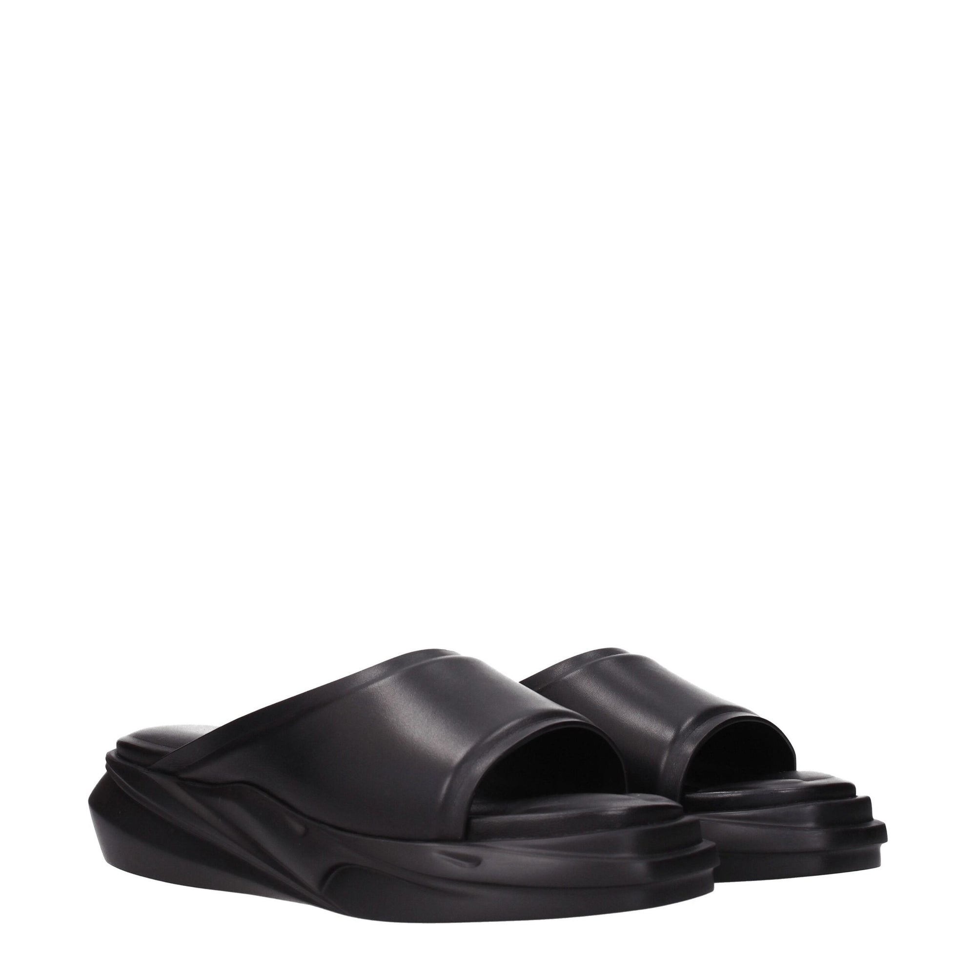 Alyx Black Leather Slippers Sandals
