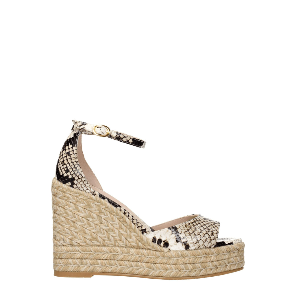 Stuart Weitzman Beige Leather Wedges Sandals