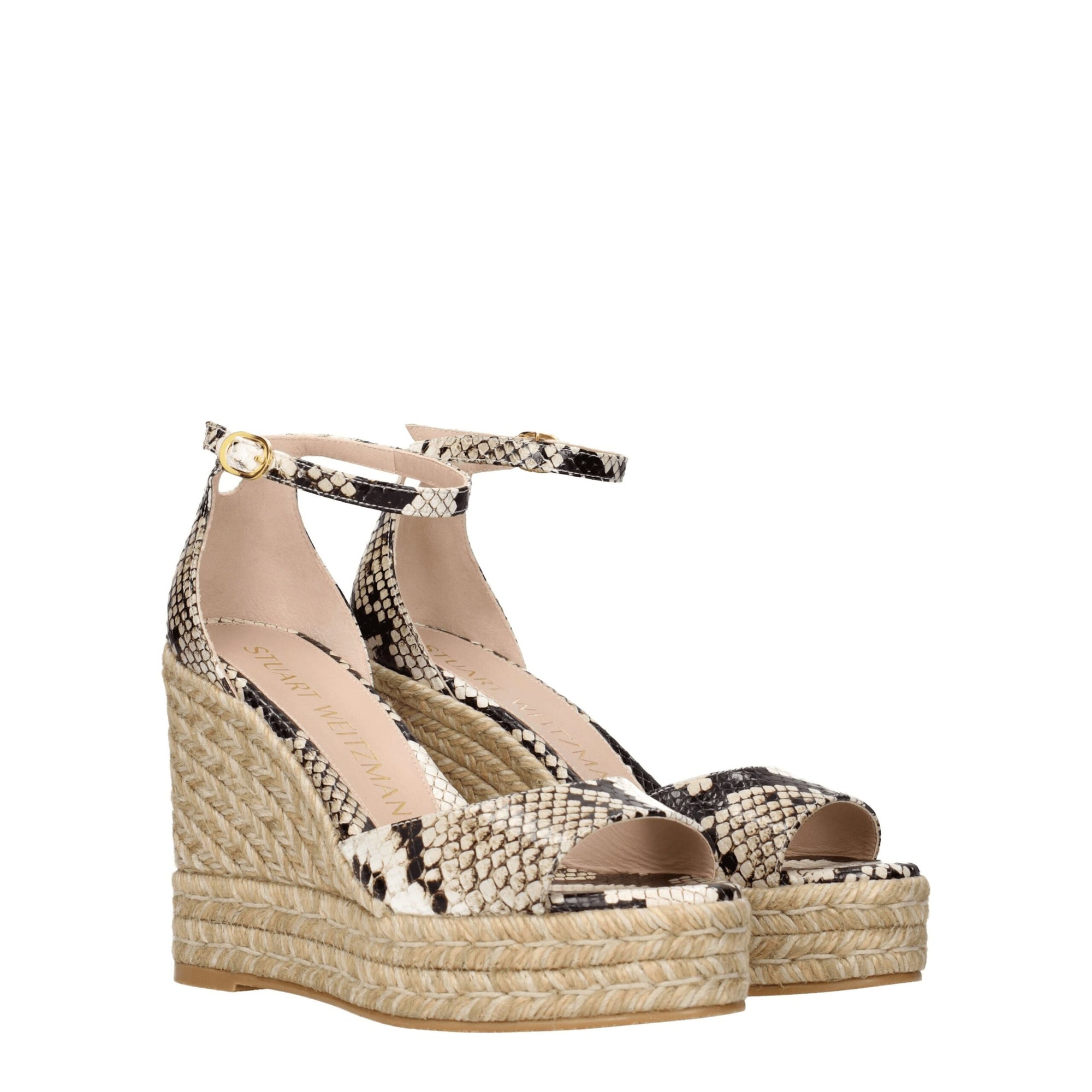 Stuart Weitzman Beige Leather Wedges Sandals