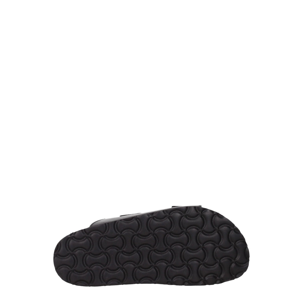 Palm Angels Black Leather Slippers Sandals