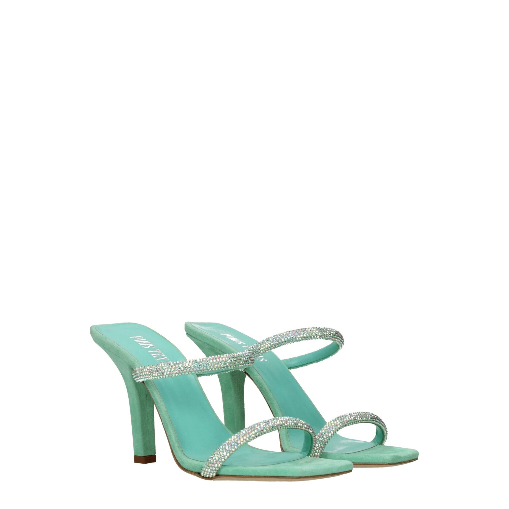 Paris Texas Green Leather Stiletto Heels Sandals