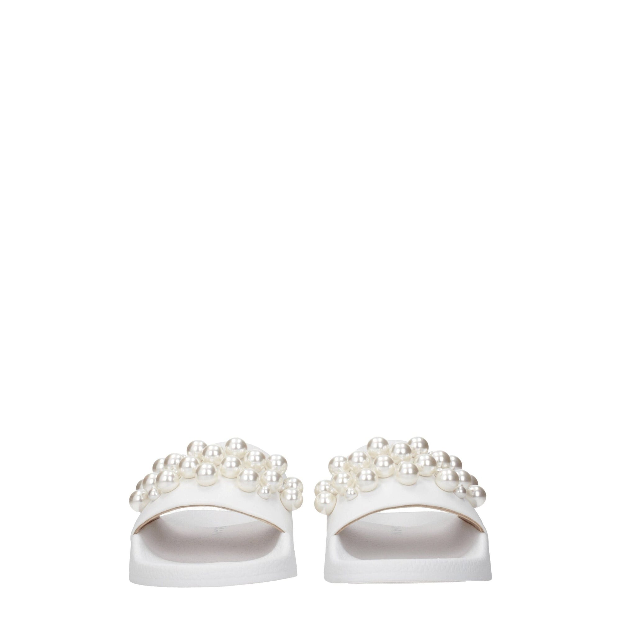 Stuart Weitzman White Leather Slippers Sandals