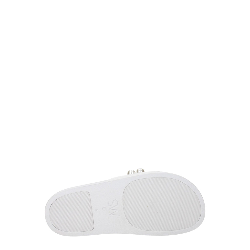 Stuart Weitzman White Leather Slippers Sandals