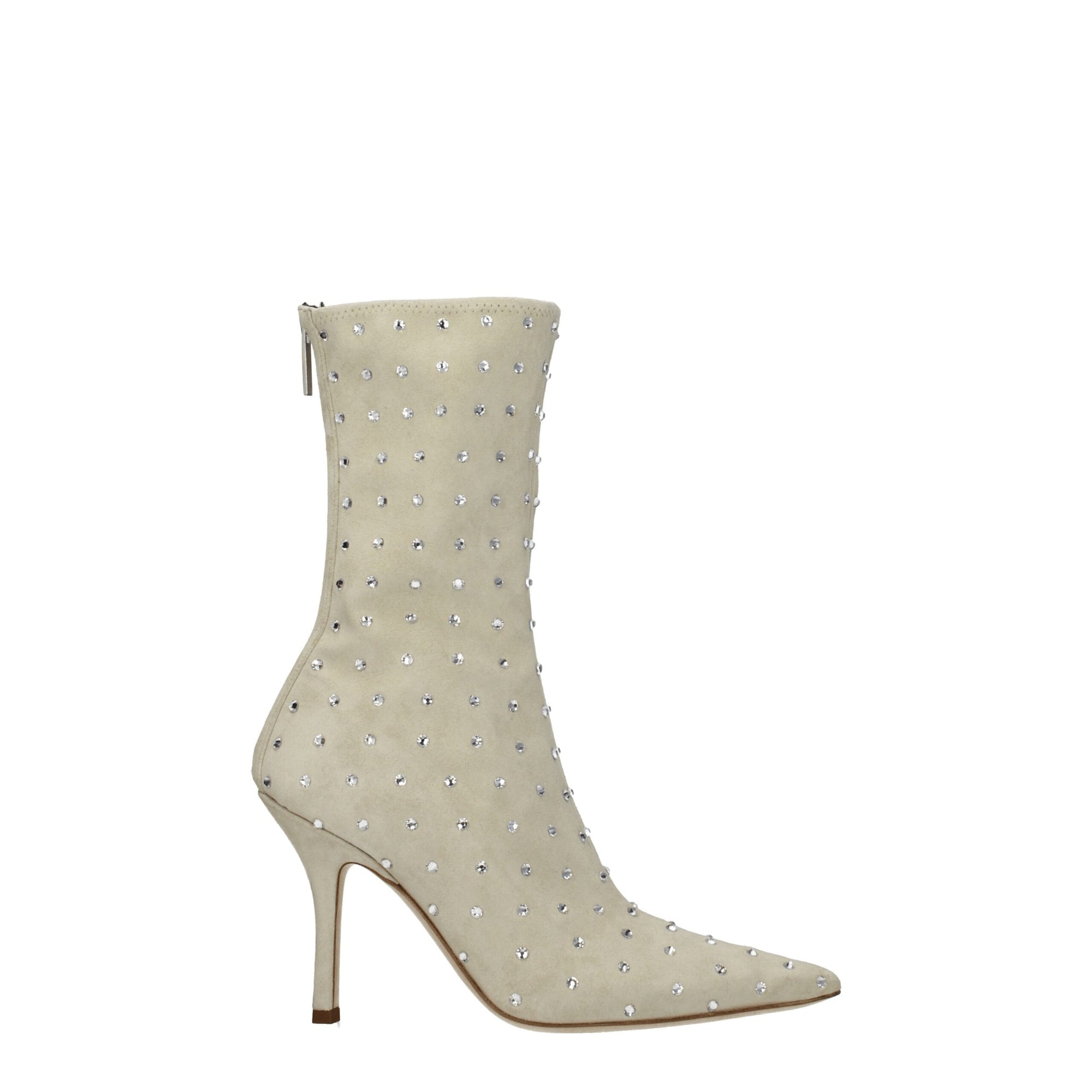 Paris Texas Beige Leather Ankle Boots