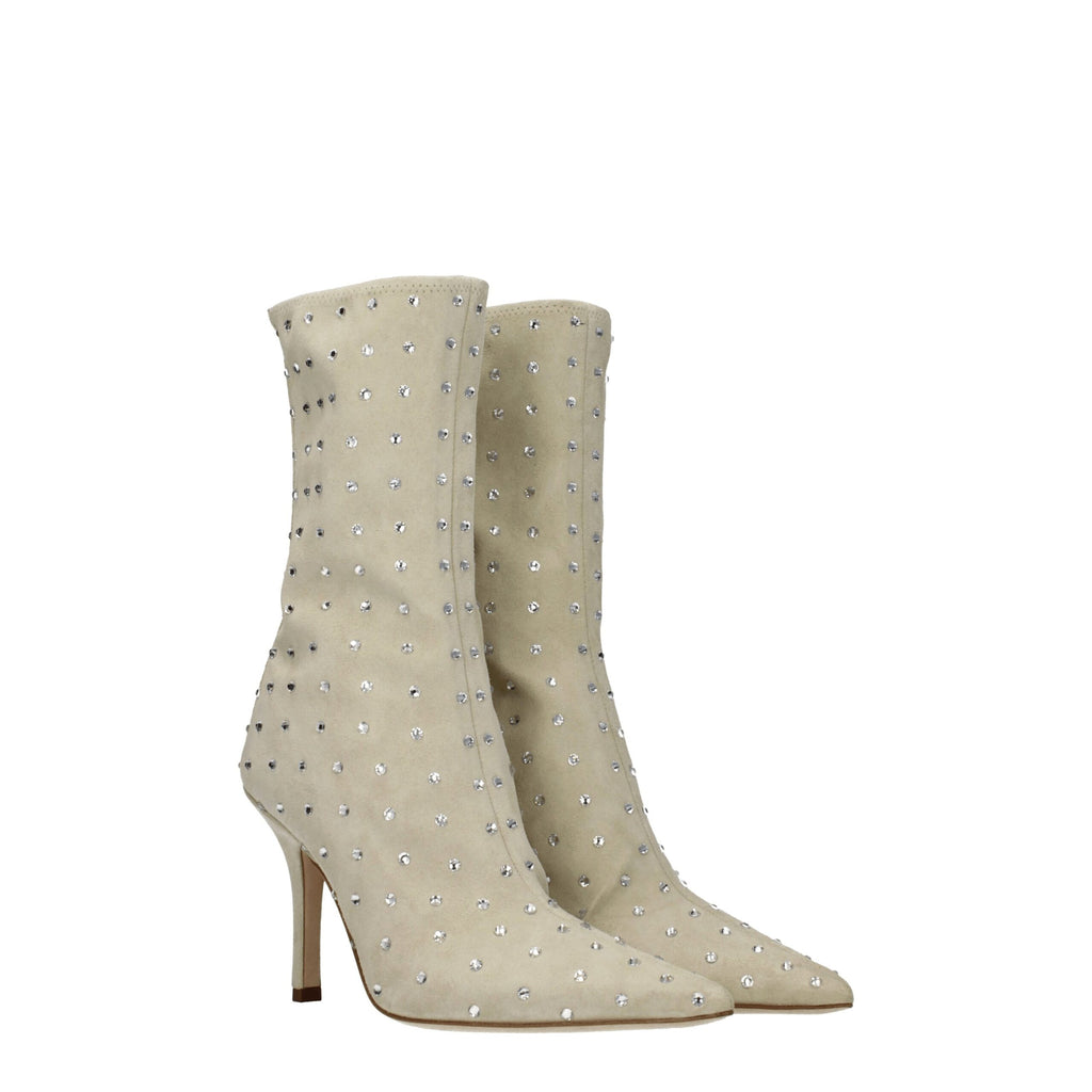 Paris Texas Beige Leather Ankle Boots