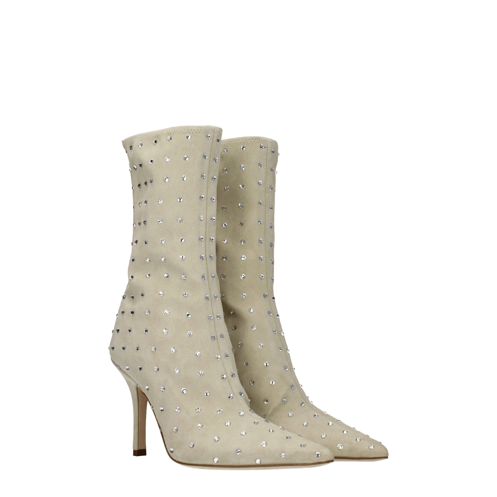 Paris Texas Beige Leather Ankle Boots