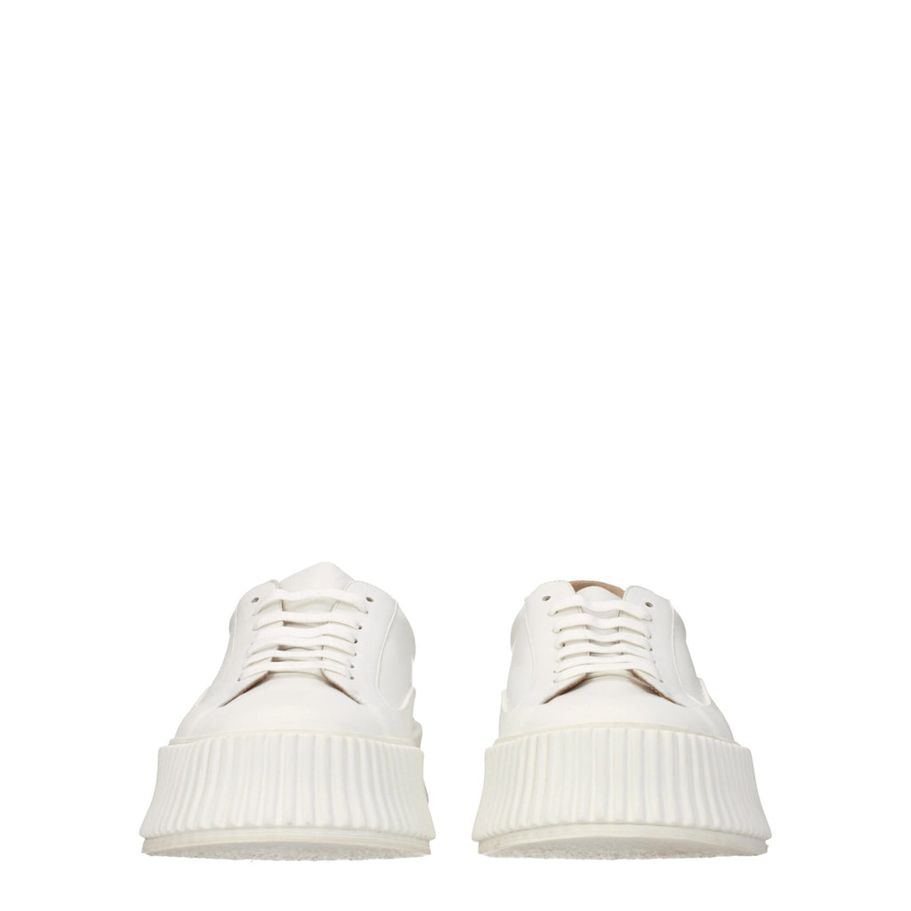 Jil Sander White Leather Platform Sneakers