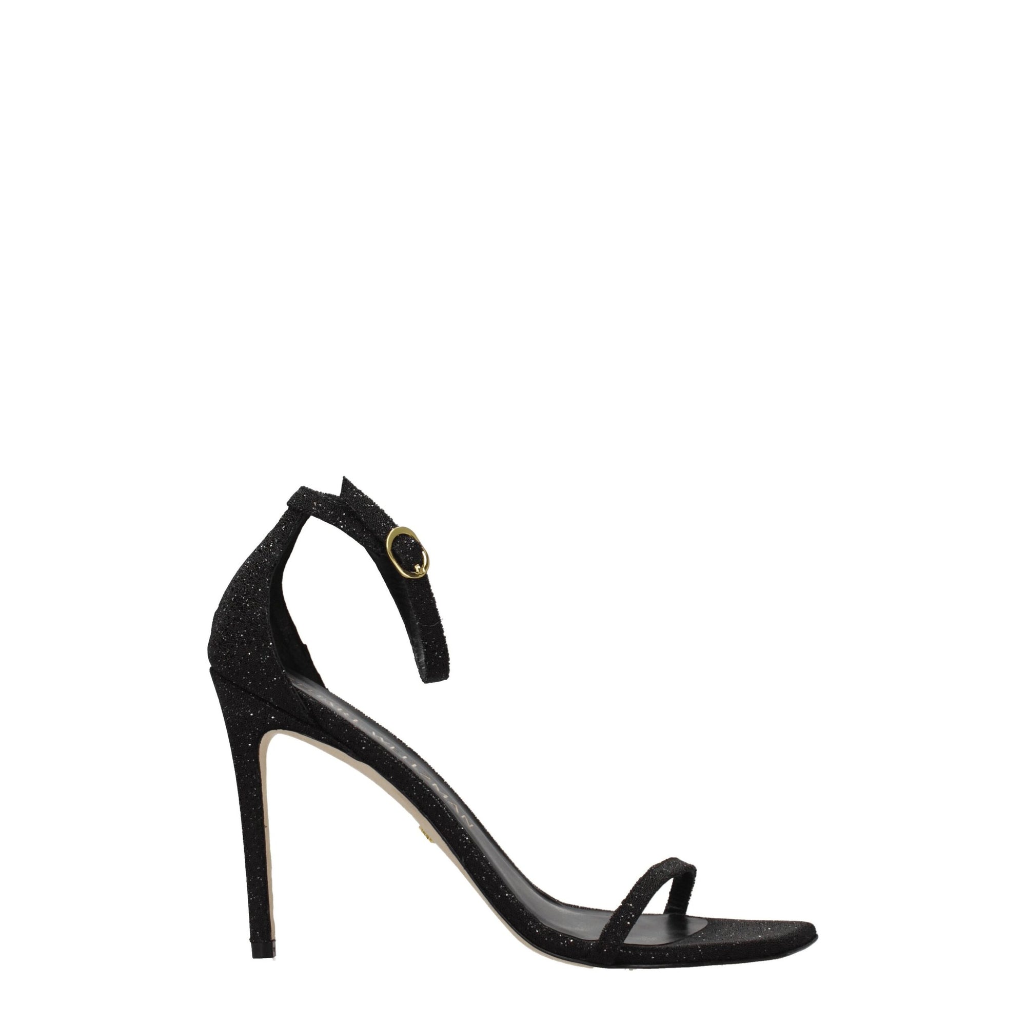 Stuart Weitzman Black Crystals Stiletto Heels Sandals