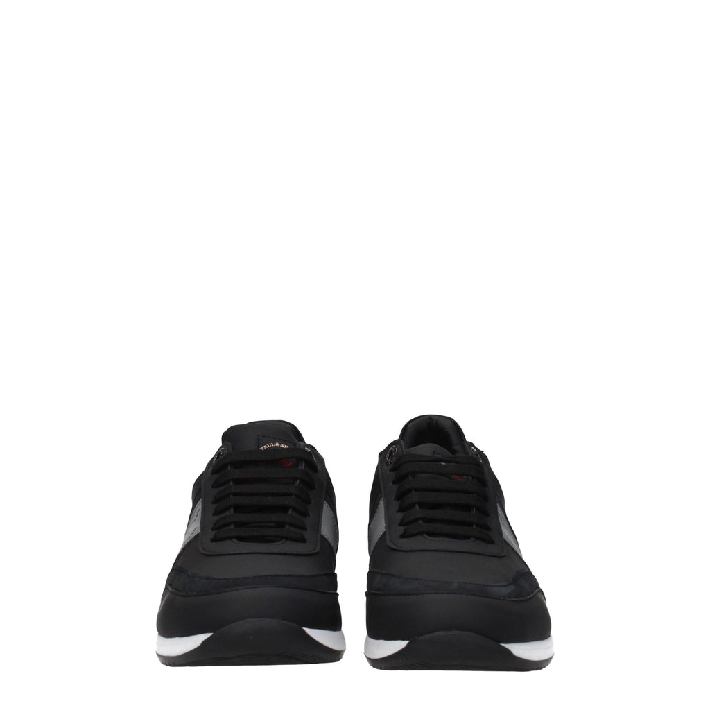 Paul & Shark Black Leather Athletic Sneakers