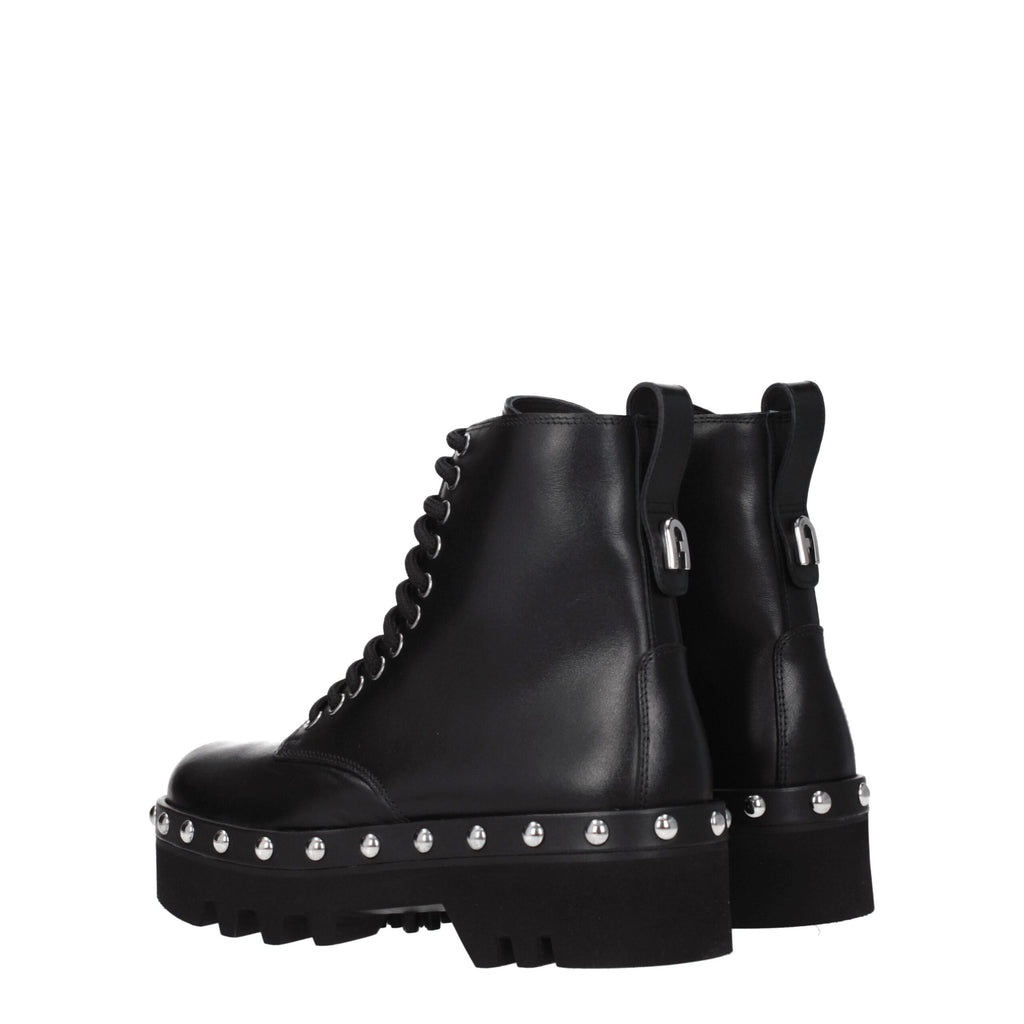 Furla Black Leather Ankle Boots