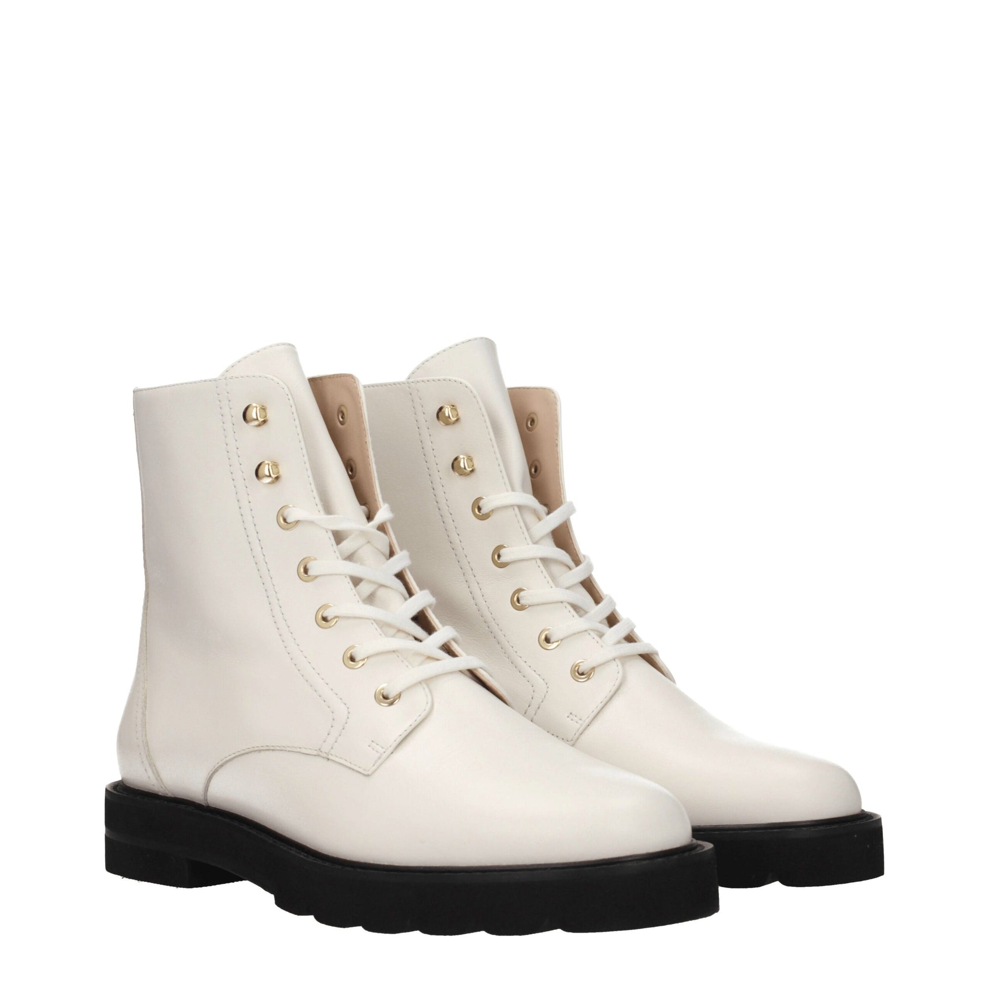 Stuart Weitzman White Leather Ankle Boots