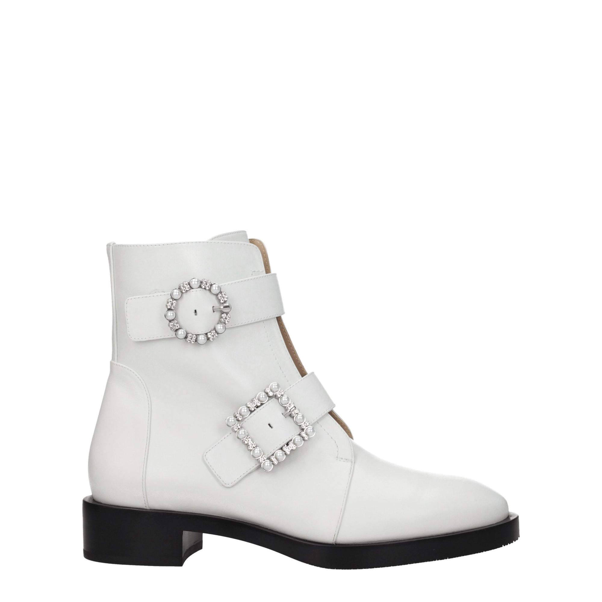Stuart Weitzman White Leather Ankle Boots
