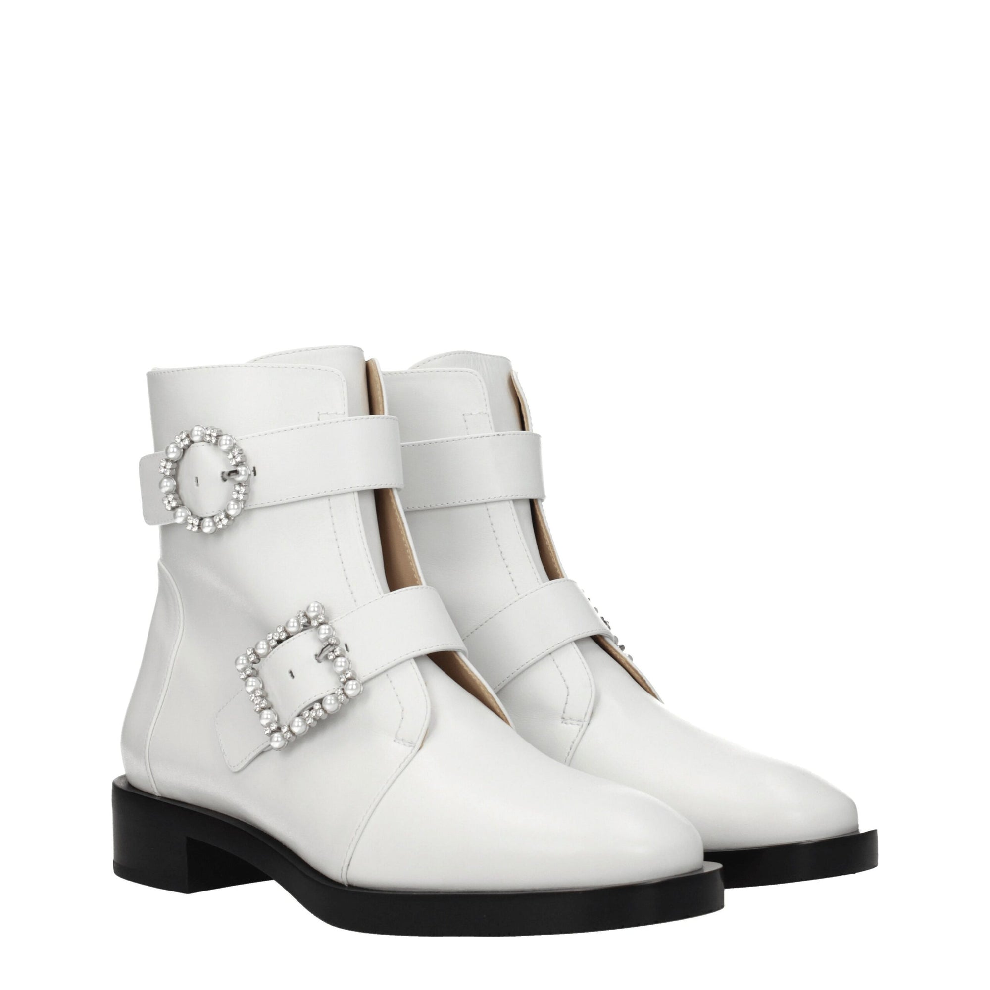 Stuart Weitzman White Leather Ankle Boots