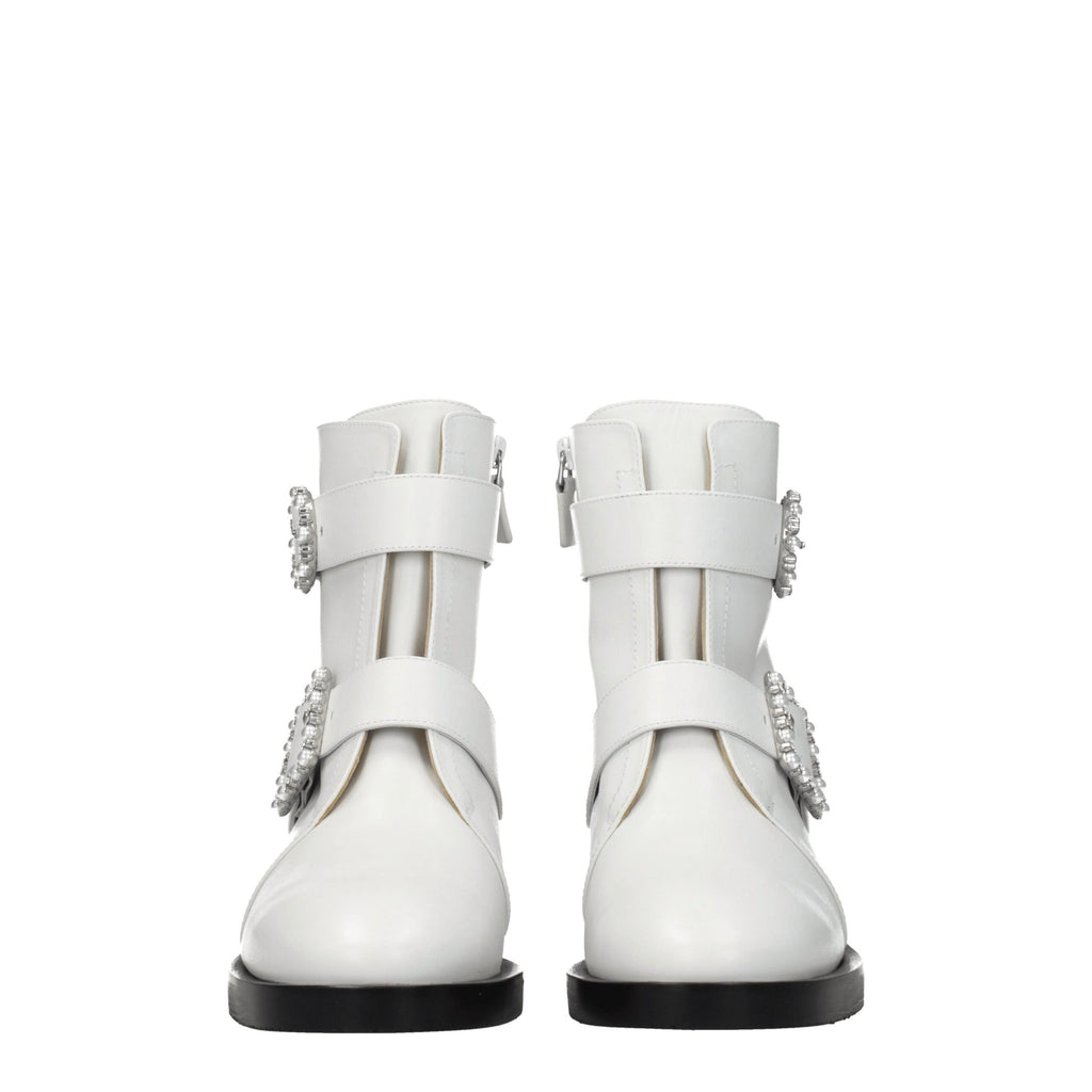 Stuart Weitzman White Leather Ankle Boots