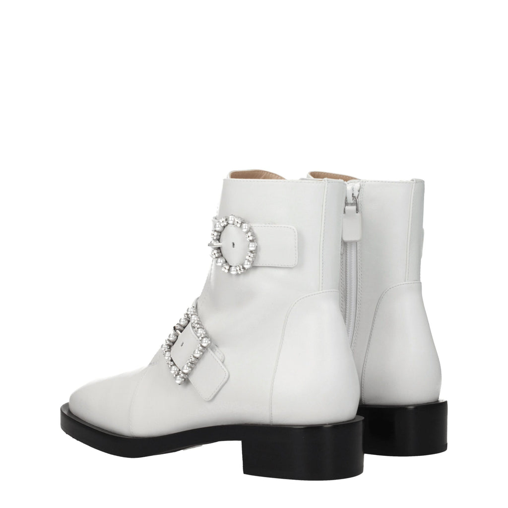 Stuart Weitzman White Leather Ankle Boots
