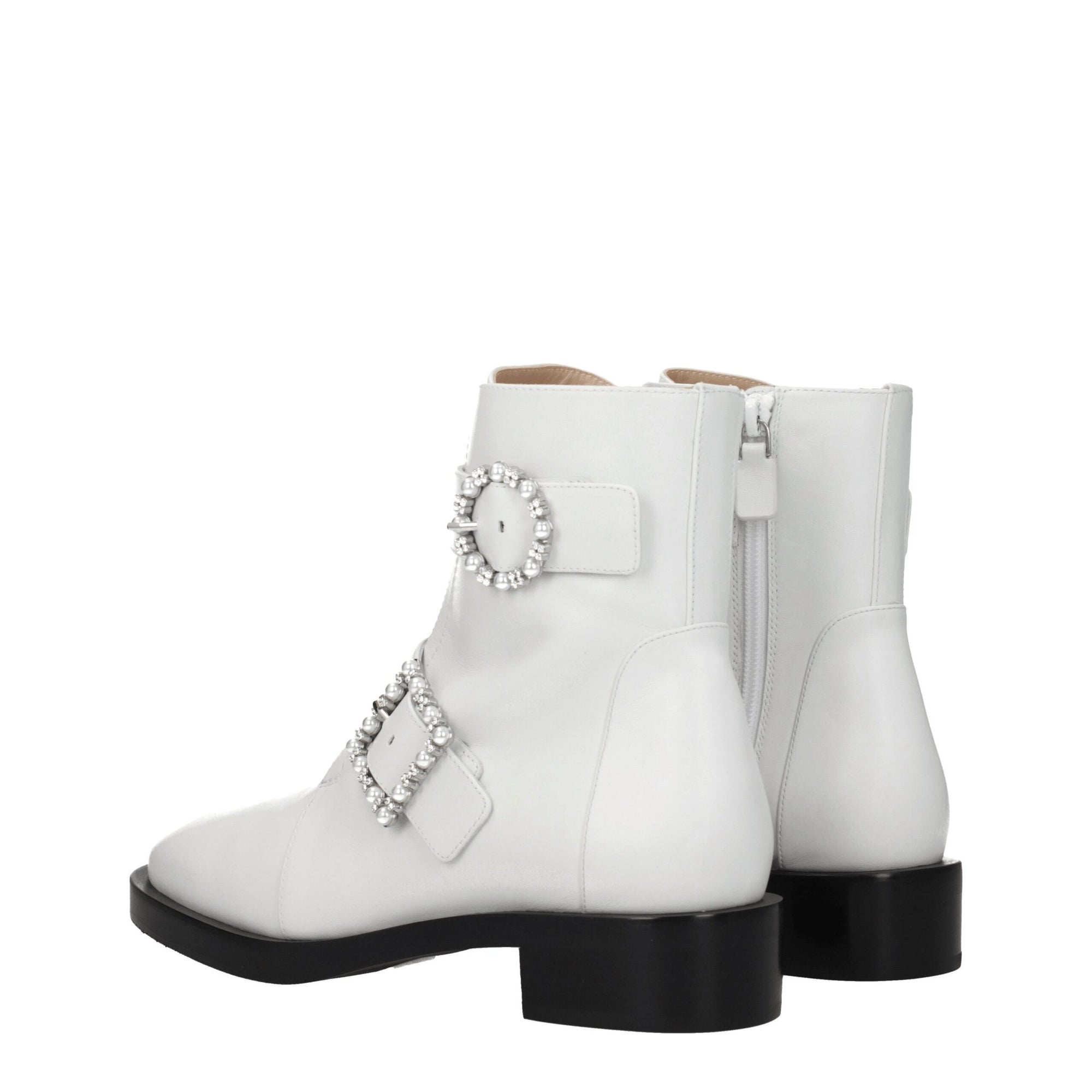 Stuart Weitzman White Leather Ankle Boots