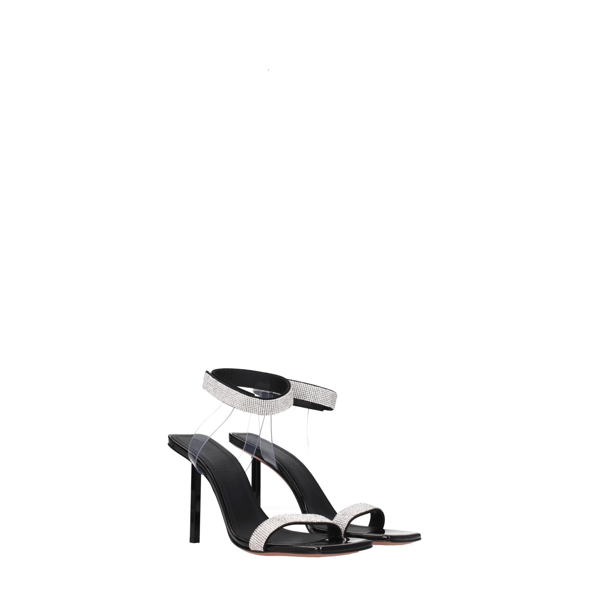 Amina Muaddi Black Crystals Stiletto Heels Sandals