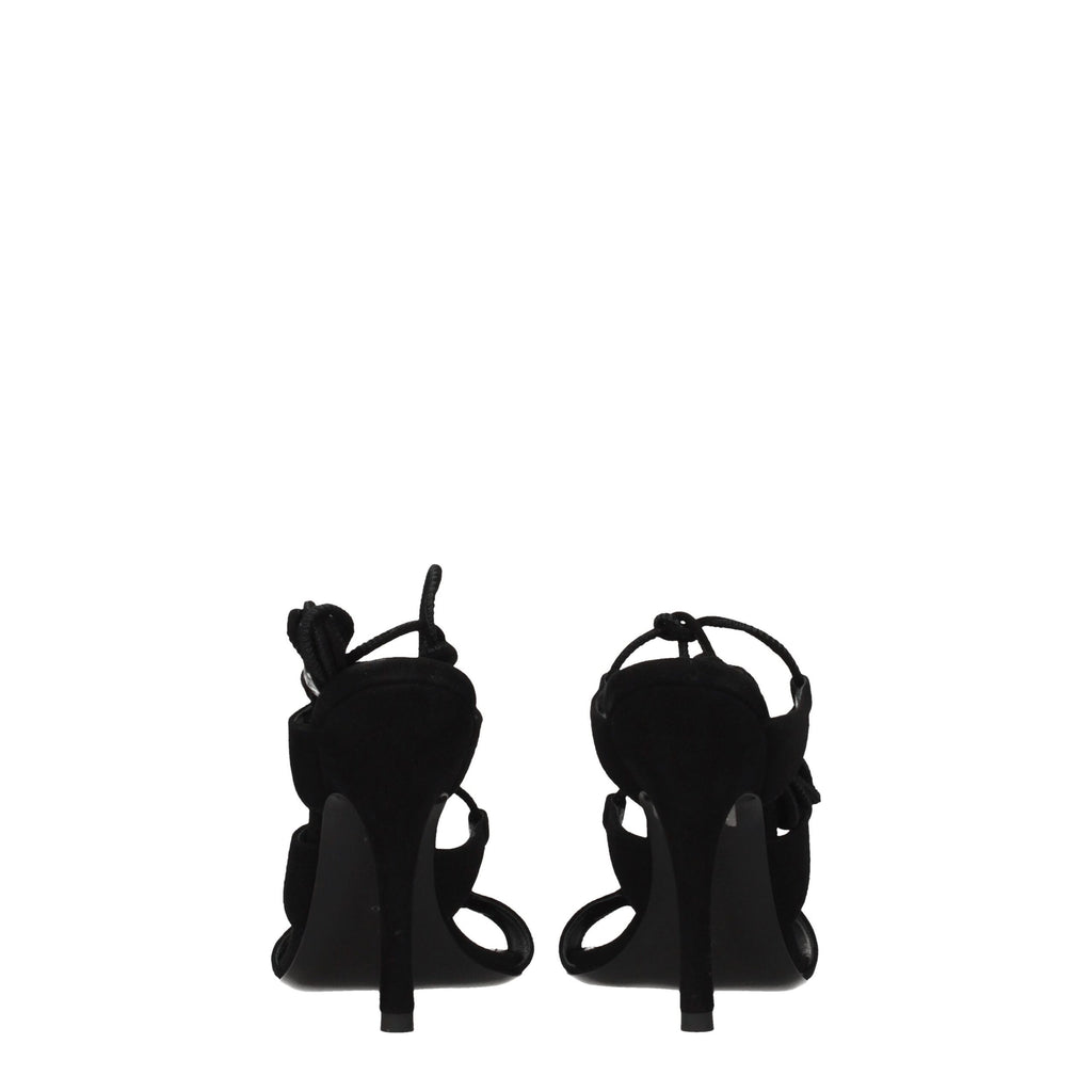 The Attico Black Leather Stiletto Heels Sandals